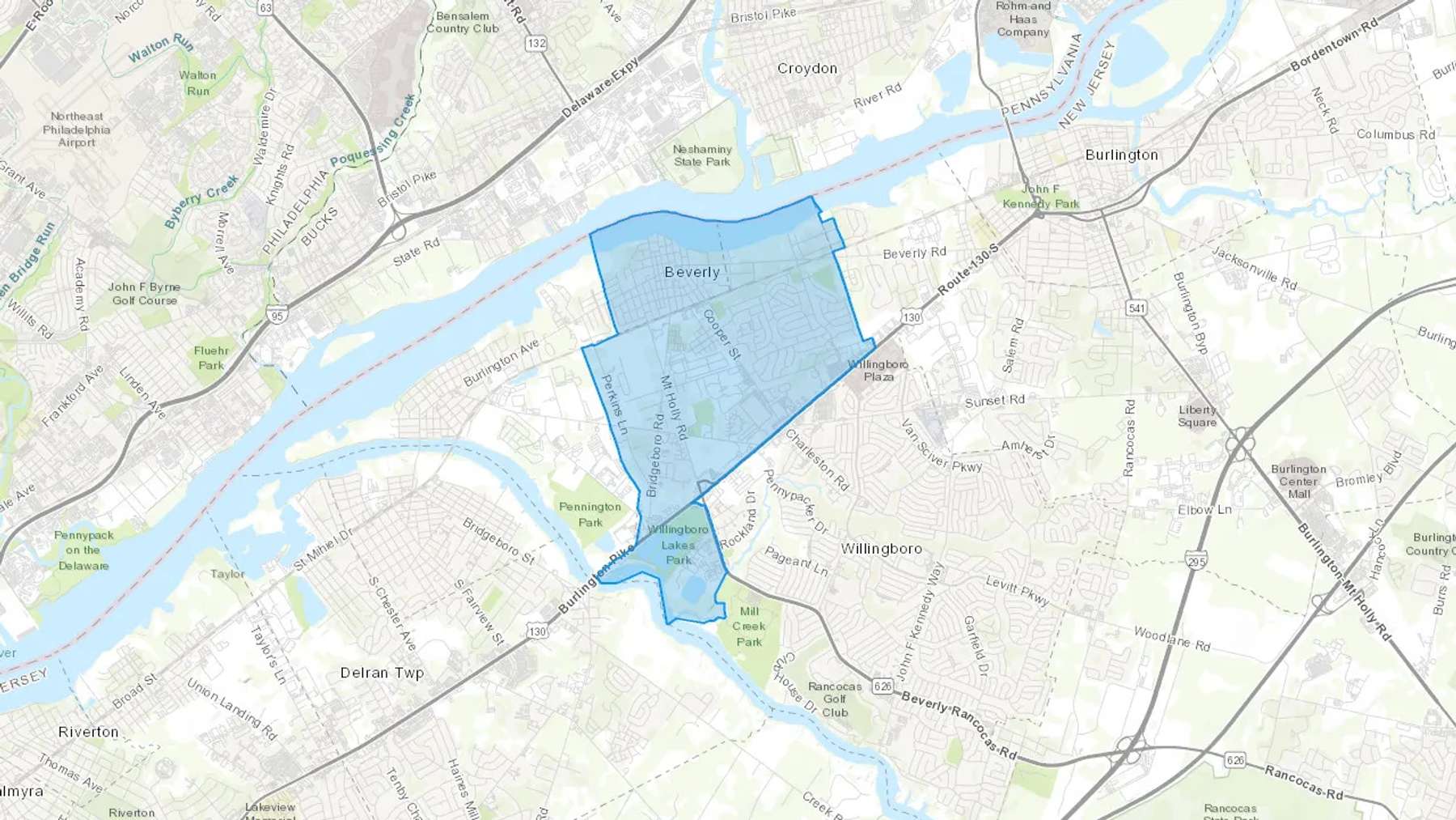 Beverly, NJ Cash heating Oil delivery map Map of the COD Fuel Oil delivery service area for Beverly, NJ