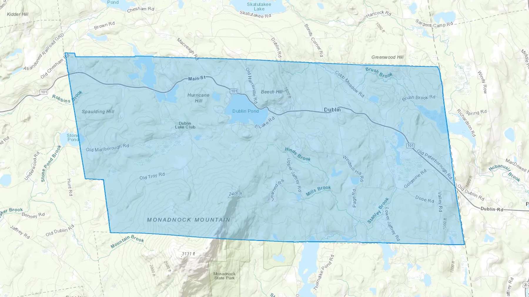 Dublin, NH Cash heating Oil delivery map Map of the COD Fuel Oil delivery service area for Dublin, NH