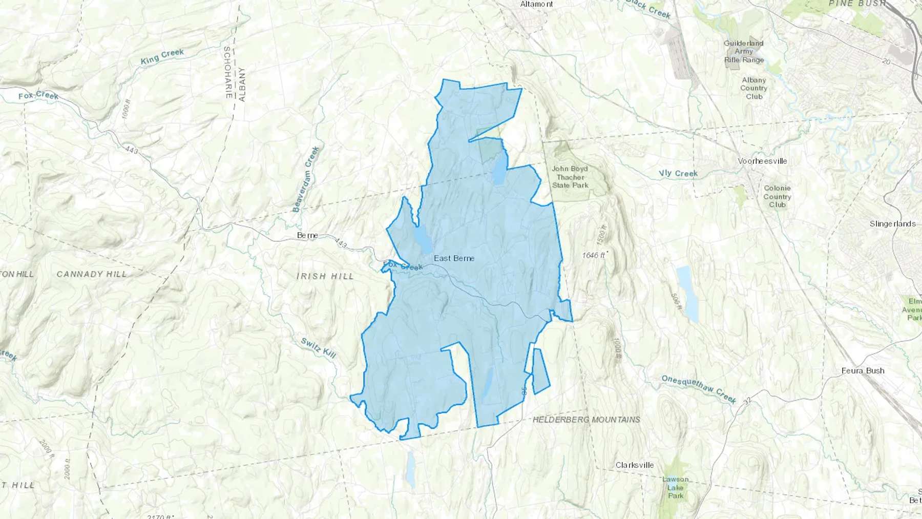 East Berne, NY Cash heating Oil delivery map Map of the COD Fuel Oil delivery service area for East Berne, NY