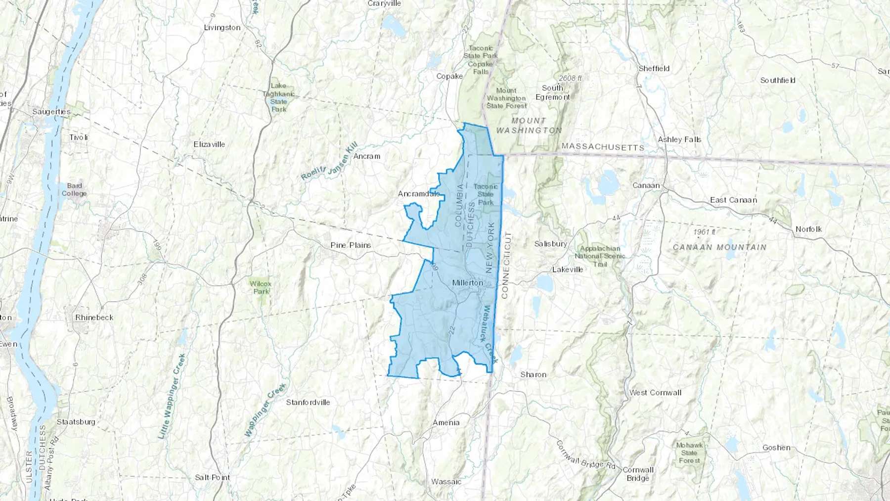 Millerton, NY Cash heating Oil delivery map Map of the COD Fuel Oil delivery service area for Millerton, NY