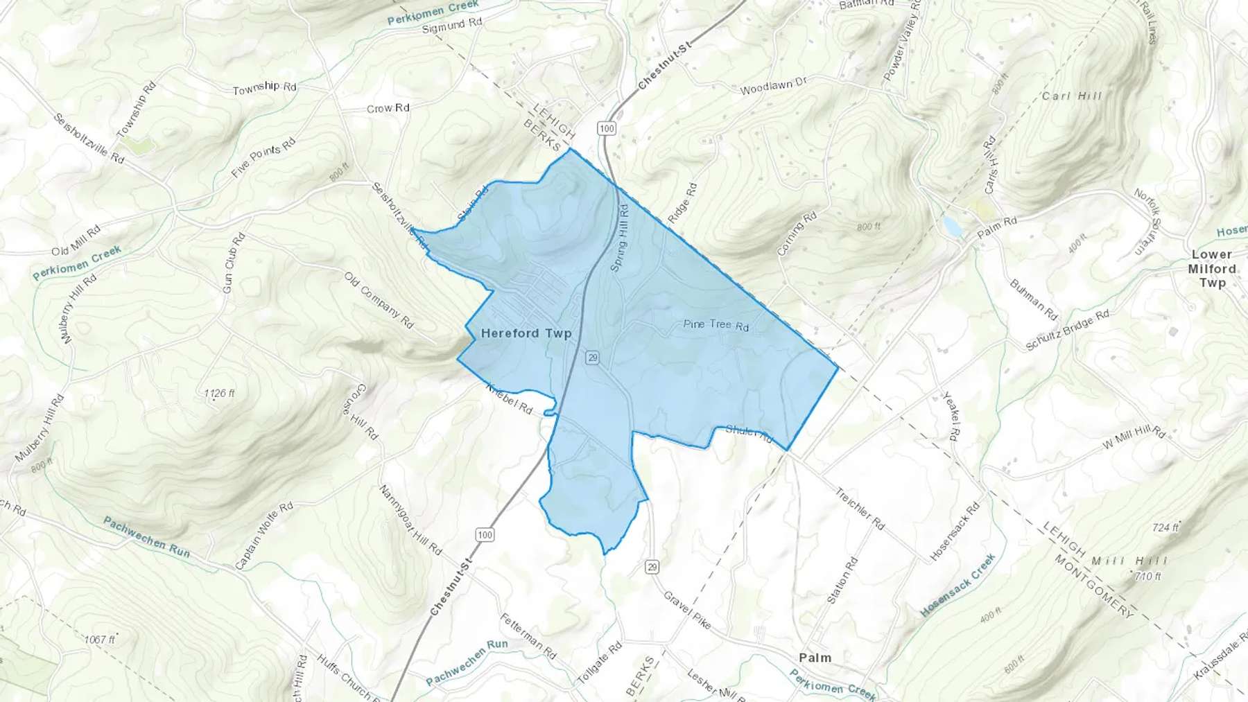 Hereford, PA Cash heating Oil delivery map Map of the COD Fuel Oil delivery service area for Hereford, PA