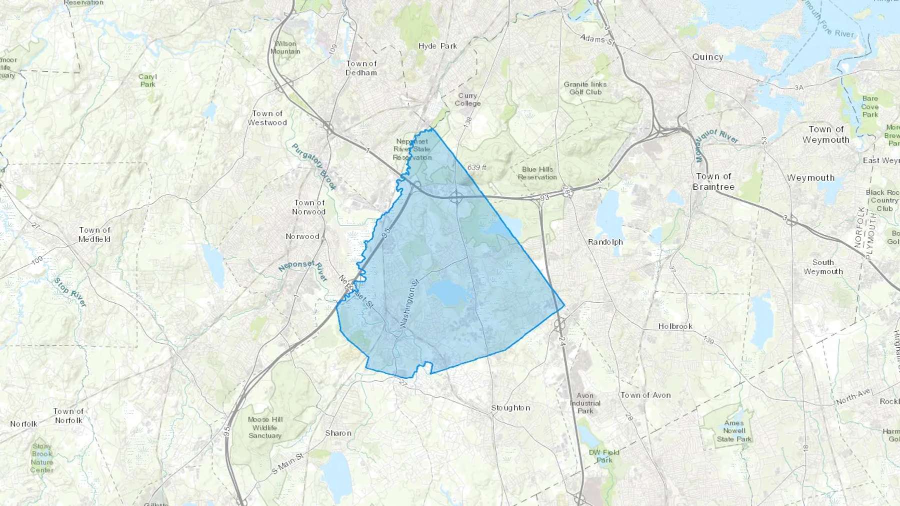 Canton, MA Cash heating Oil delivery map Map of the COD Fuel Oil delivery service area for Canton, MA
