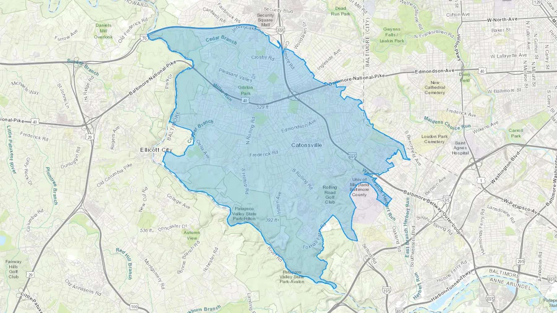 Catonsville, MD Cash heating Oil delivery map Map of the COD Fuel Oil delivery service area for Catonsville, MD
