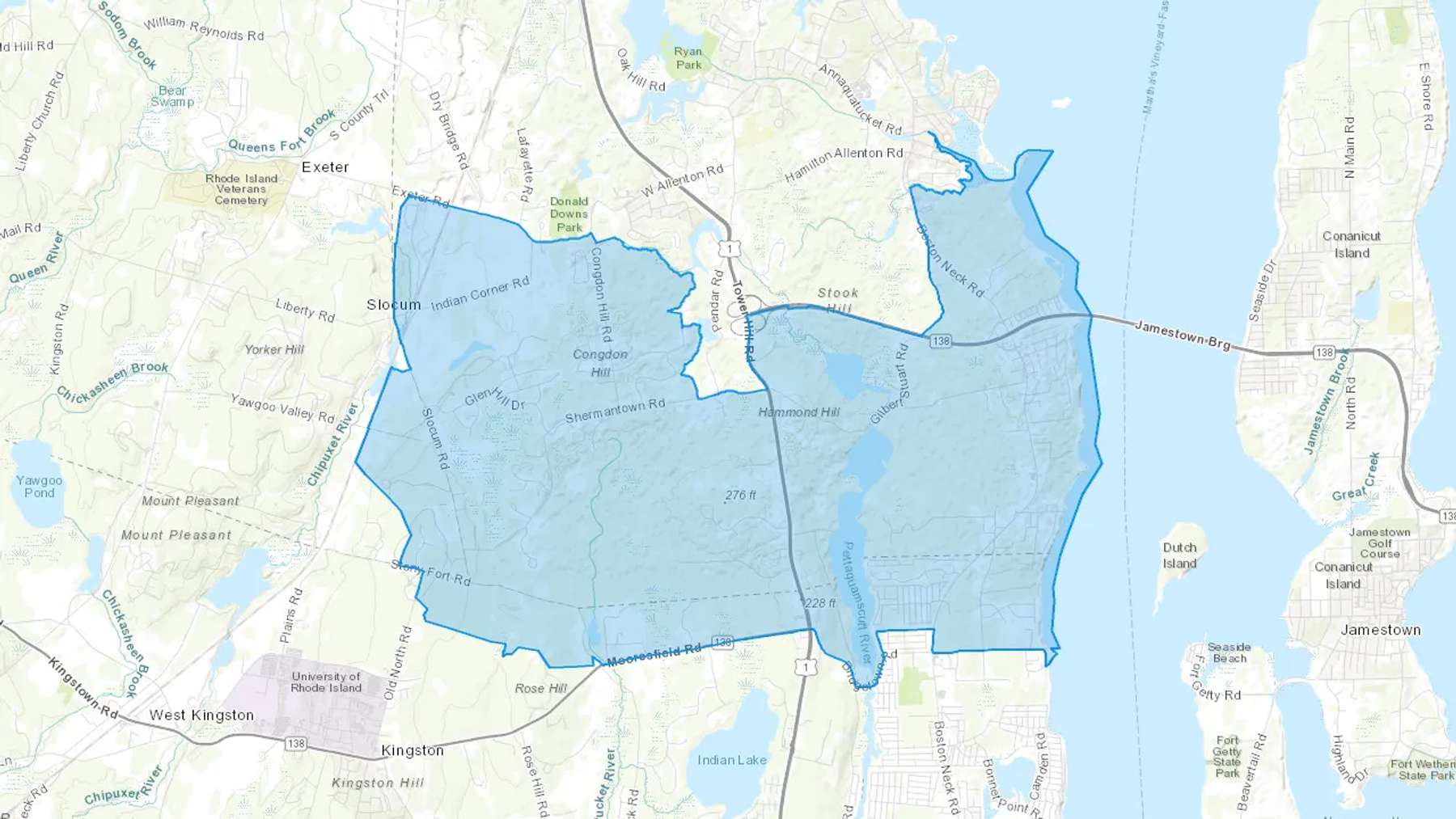 Saunderstown, RI Cash heating Oil delivery map Map of the COD Fuel Oil delivery service area for Saunderstown, RI