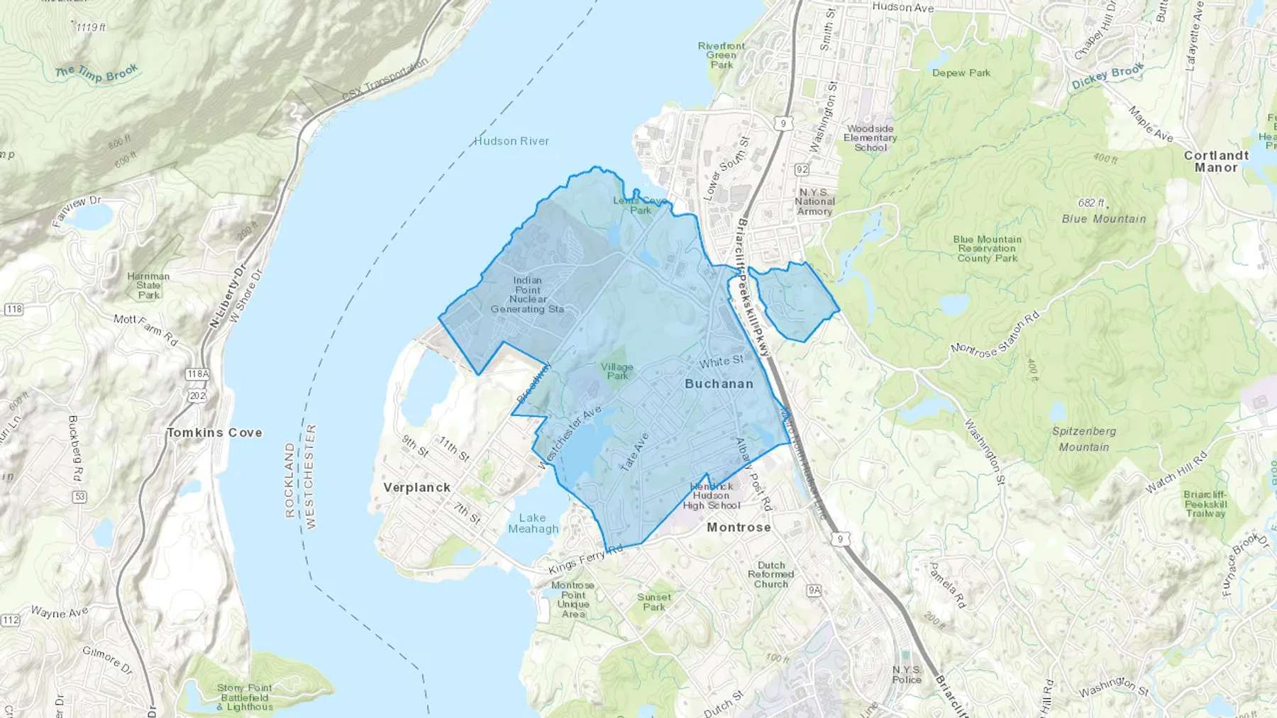 Buchanan, NY Cash heating Oil delivery map Map of the COD Fuel Oil delivery service area for Buchanan, NY