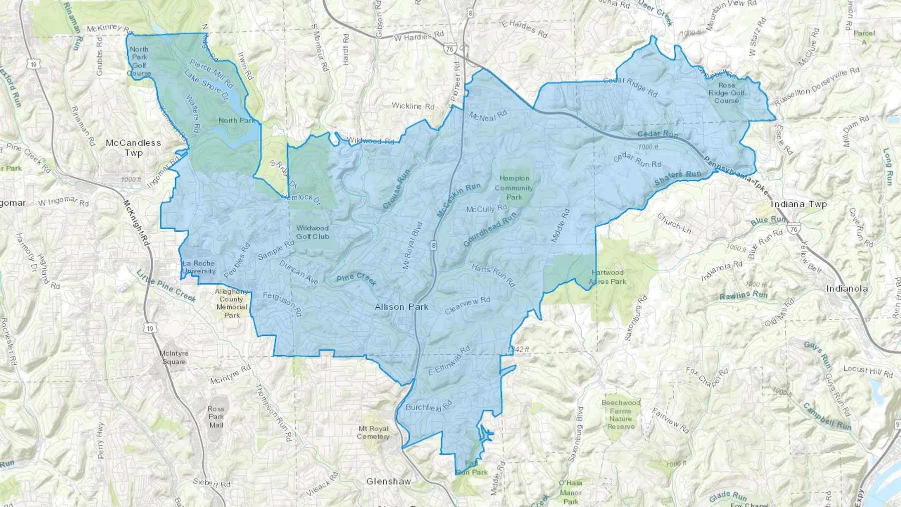 Allison Park, PA Cash heating Oil delivery map Map of the COD Fuel Oil delivery service area for Allison Park, PA