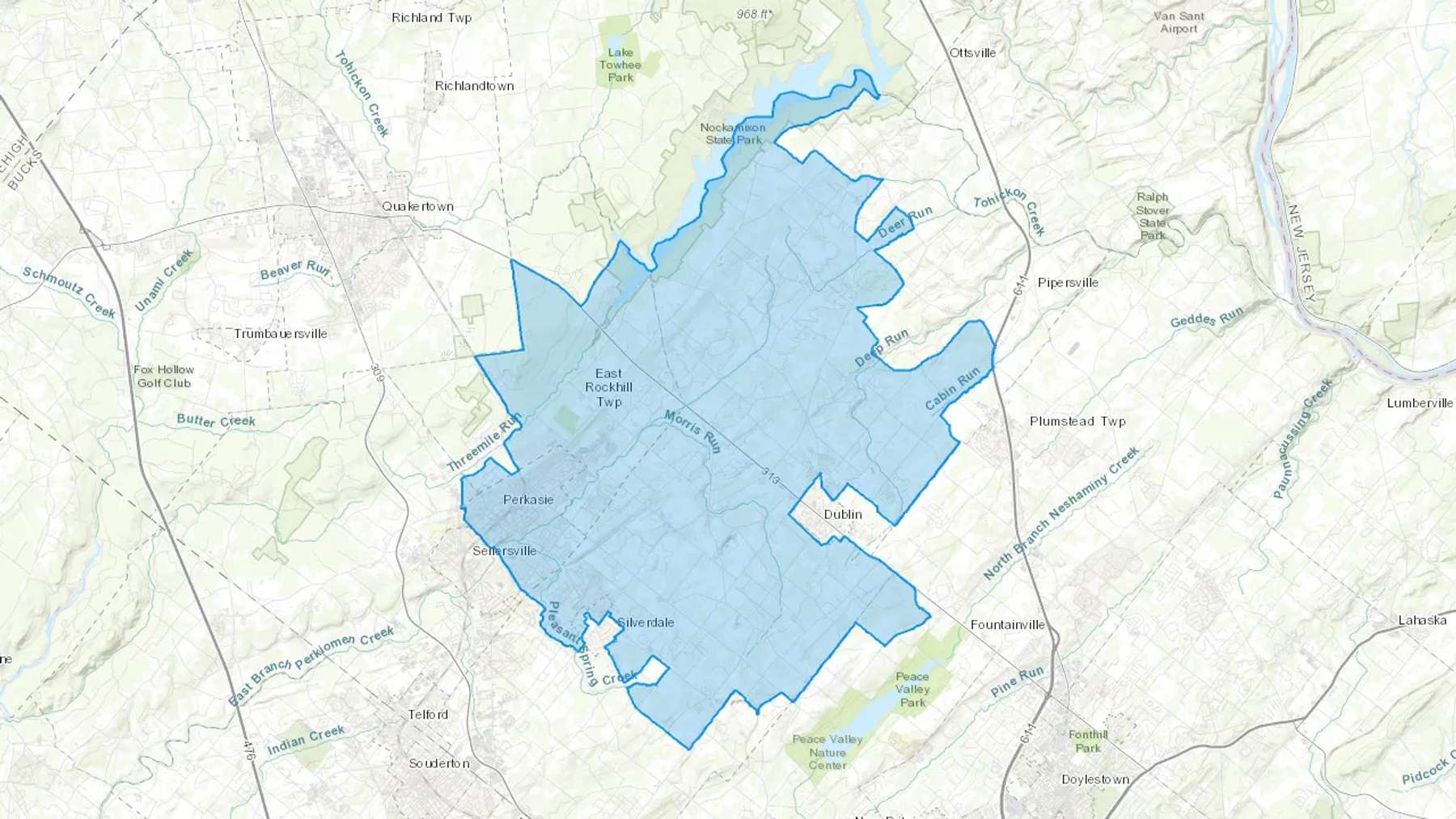 Blooming Glen, PA Cash heating Oil delivery map Map of the COD Fuel Oil delivery service area for Blooming Glen, PA