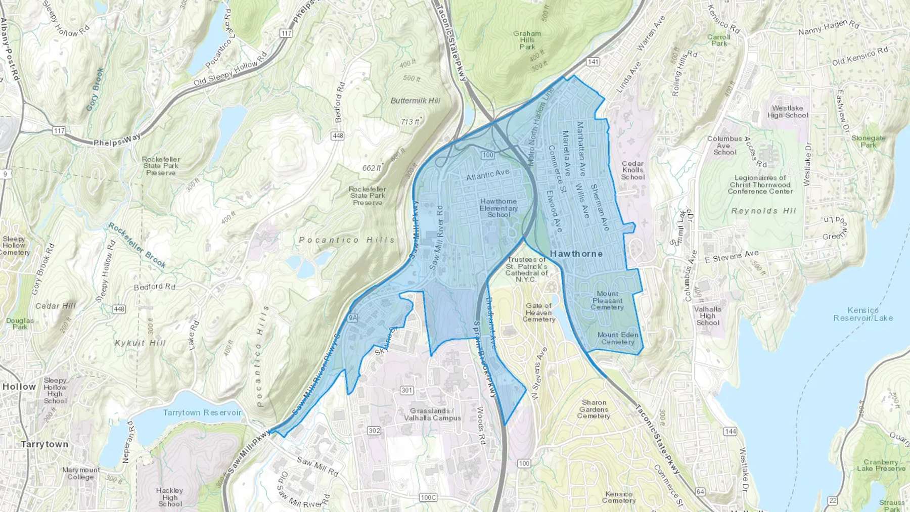 Hawthorne, NY Cash heating Oil delivery map Map of the COD Fuel Oil delivery service area for Hawthorne, NY