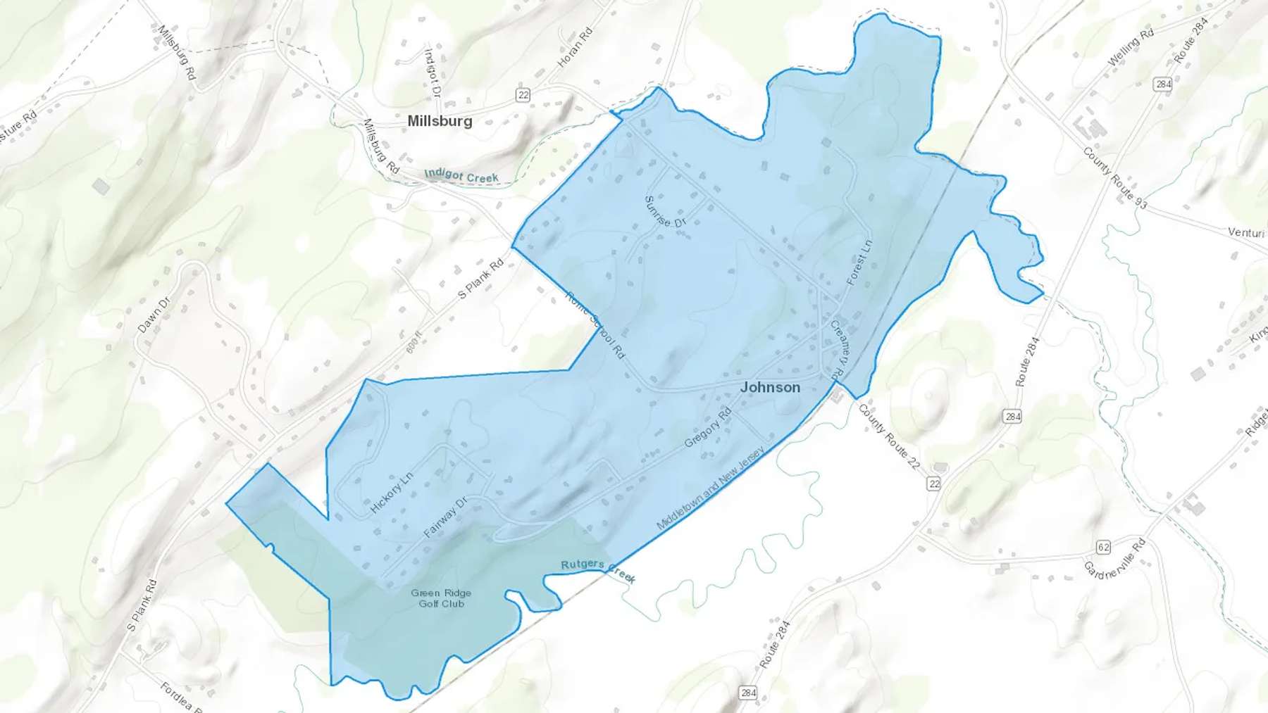 Johnson, NY Cash heating Oil delivery map Map of the COD Fuel Oil delivery service area for Johnson, NY