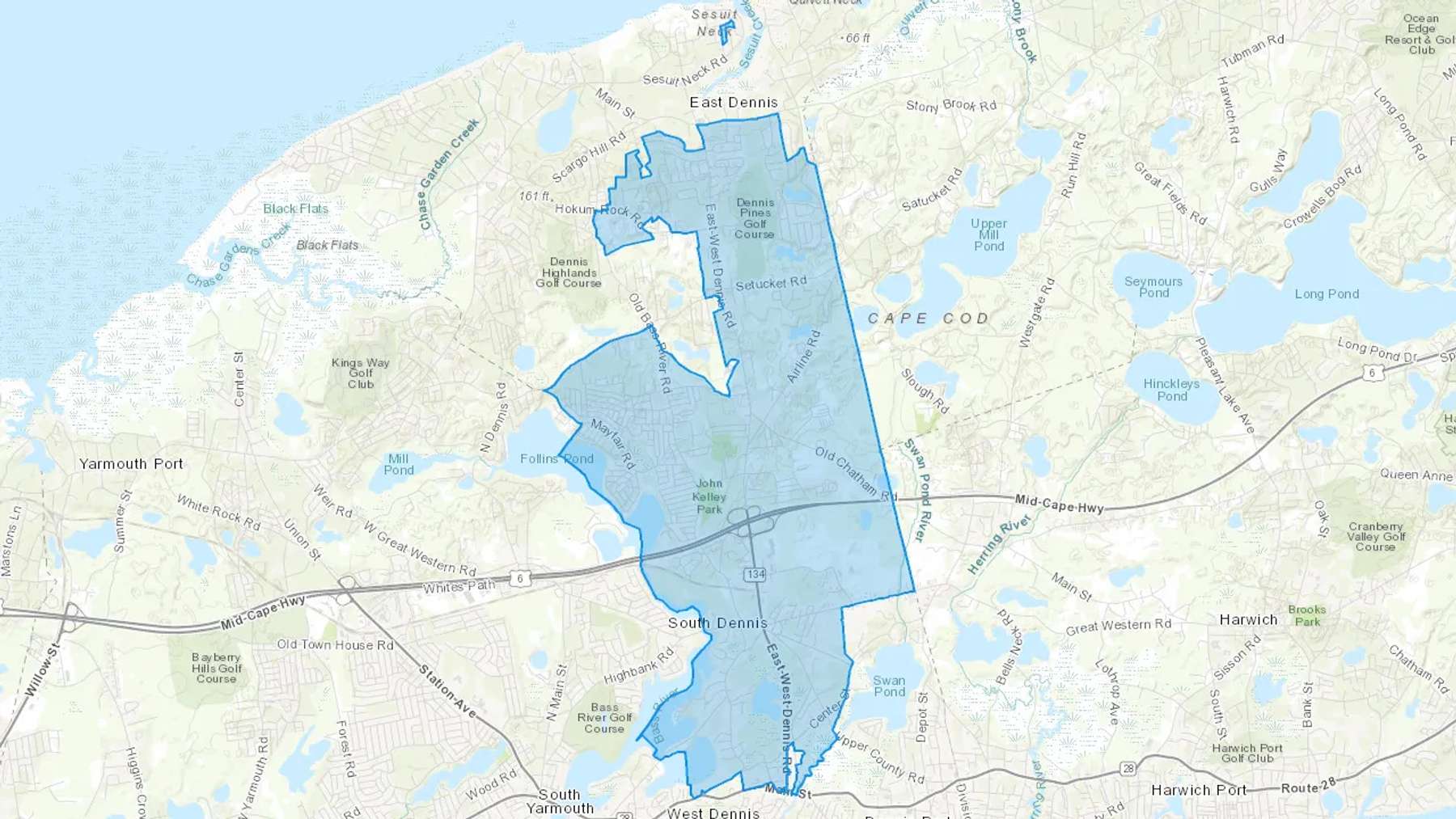 South Dennis, MA Cash heating Oil delivery map Map of the COD Fuel Oil delivery service area for South Dennis, MA