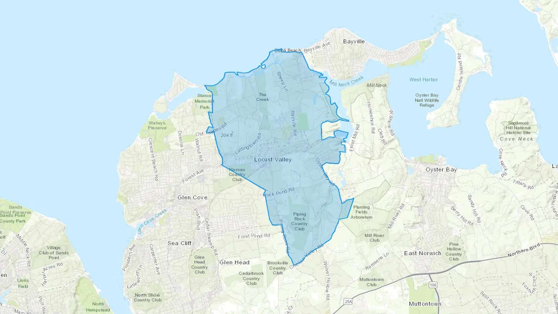 Locust Valley, NY Cash heating Oil delivery map Map of the COD Fuel Oil delivery service area for Locust Valley, NY