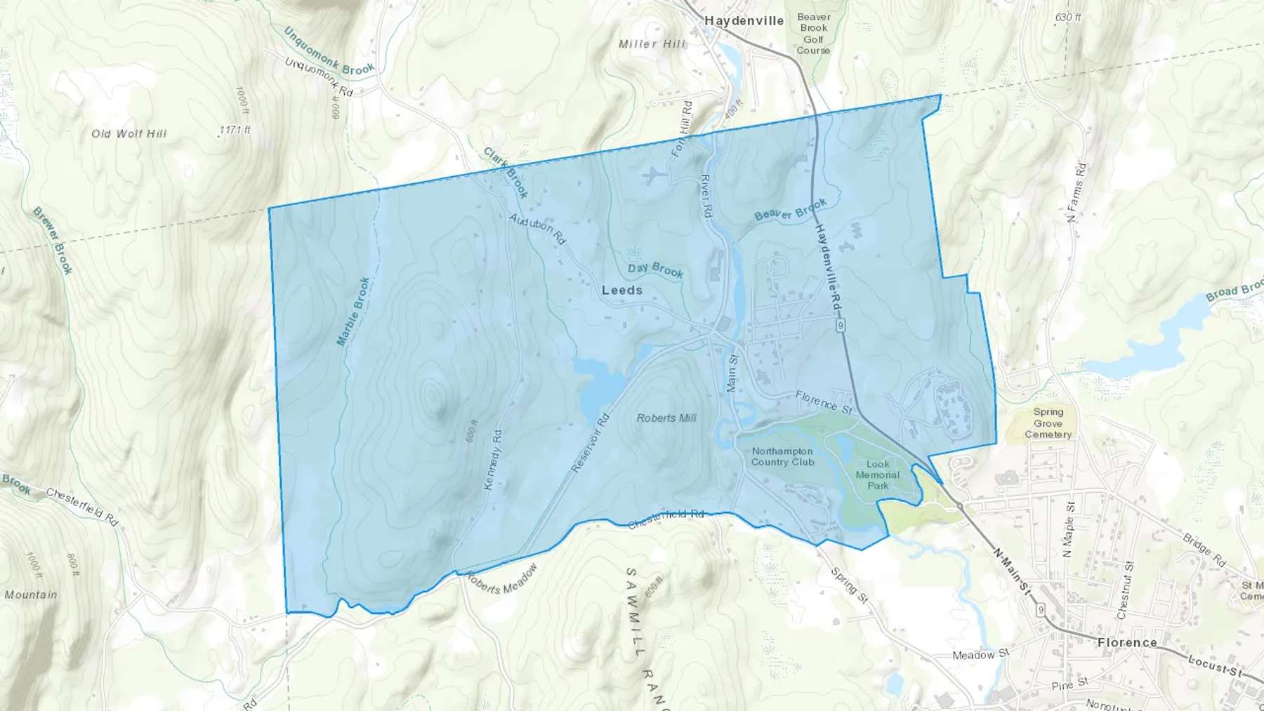 Leeds, MA Cash heating Oil delivery map Map of the COD Fuel Oil delivery service area for Leeds, MA
