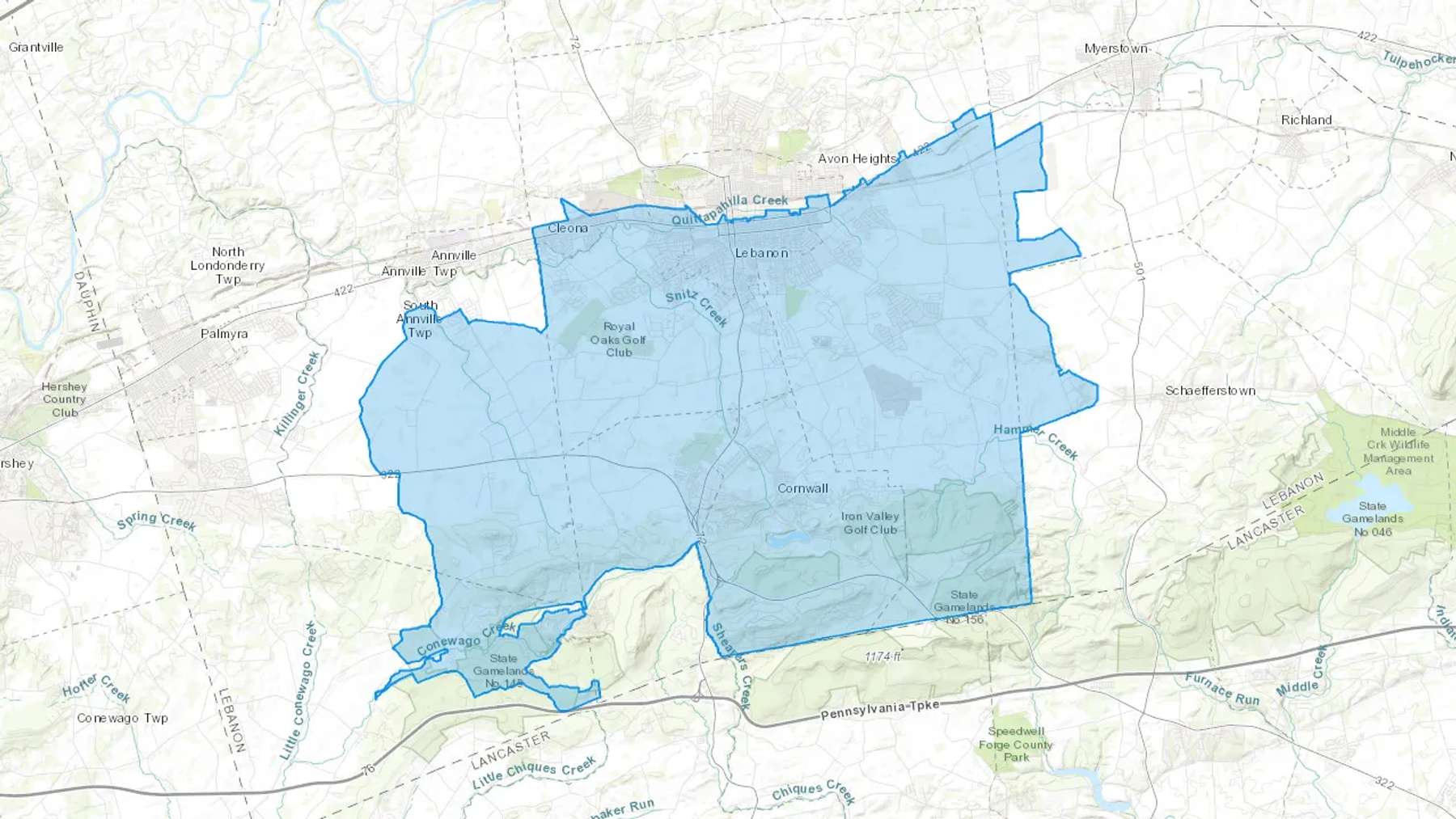 Quentin, PA Cash heating Oil delivery map Map of the COD Fuel Oil delivery service area for Quentin, PA