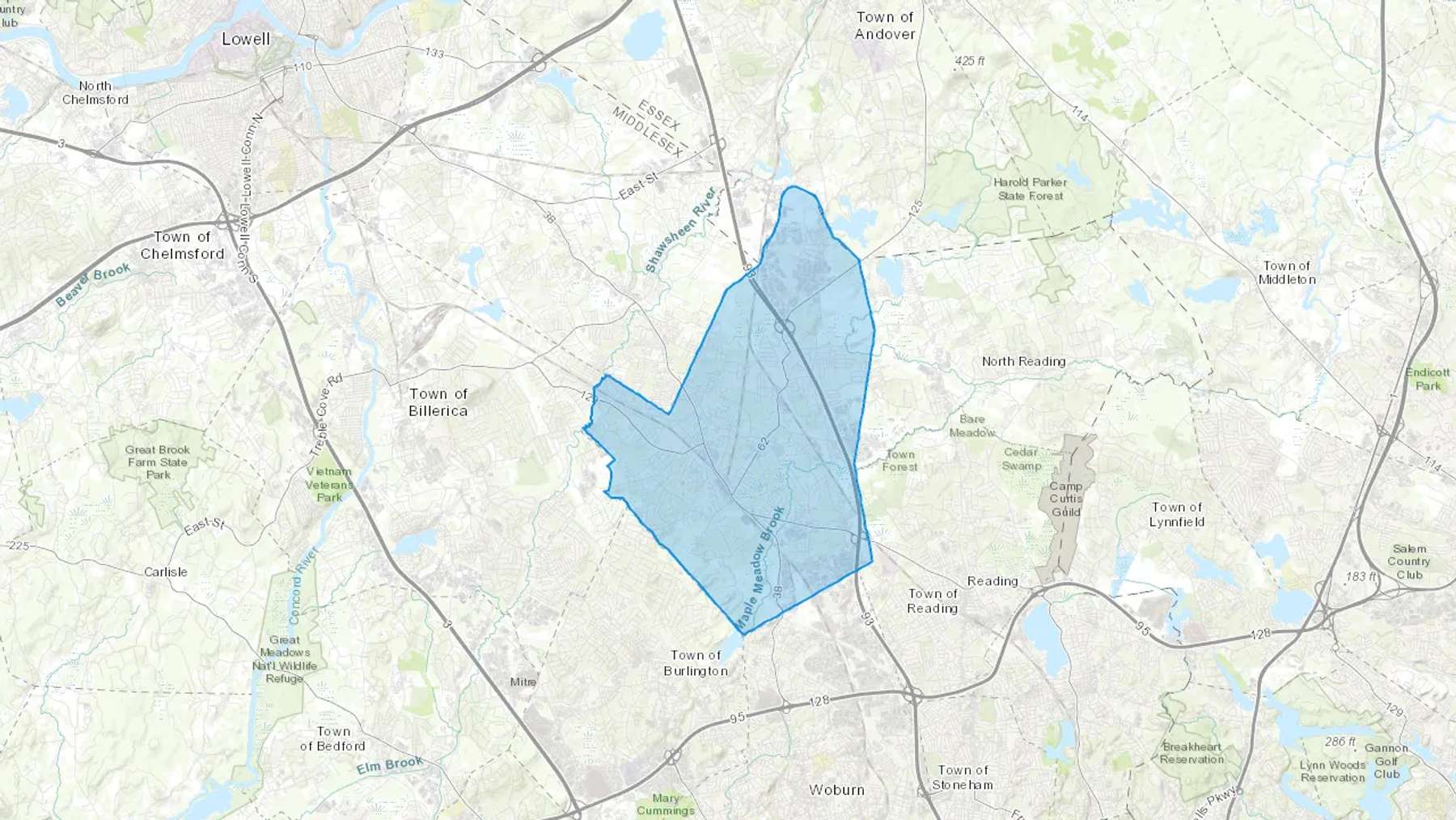 Wilmington, MA Cash heating Oil delivery map Map of the COD Fuel Oil delivery service area for Wilmington, MA