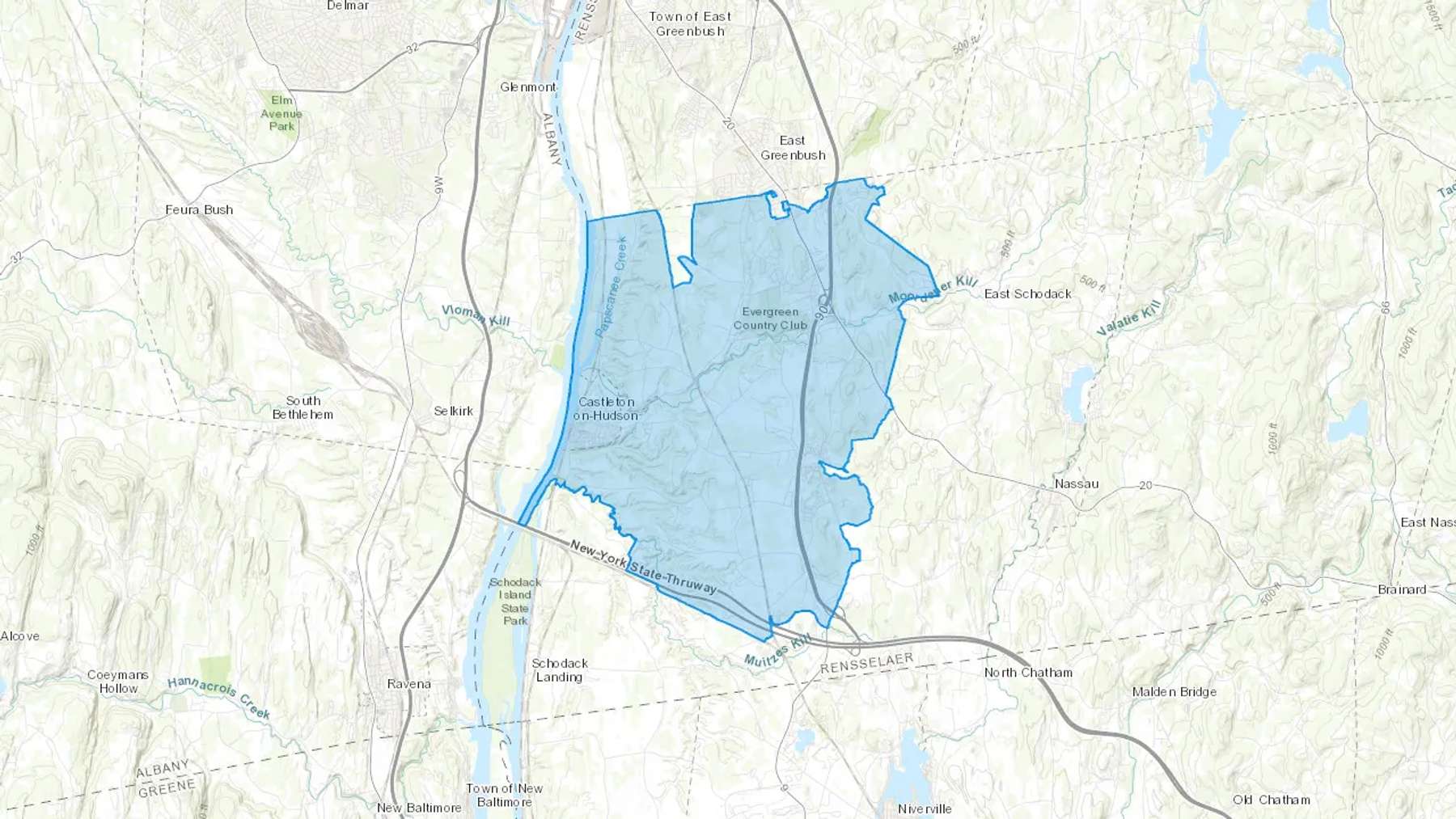 Castleton On Hudson, NY Cash heating Oil delivery map Map of the COD Fuel Oil delivery service area for Castleton On Hudson, NY