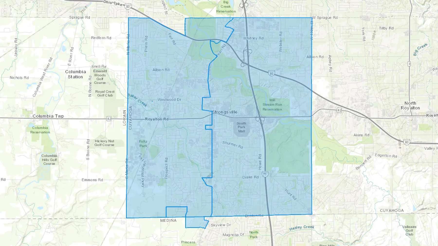 Strongsville, OH Cash heating Oil delivery map Map of the COD Fuel Oil delivery service area for Strongsville, OH