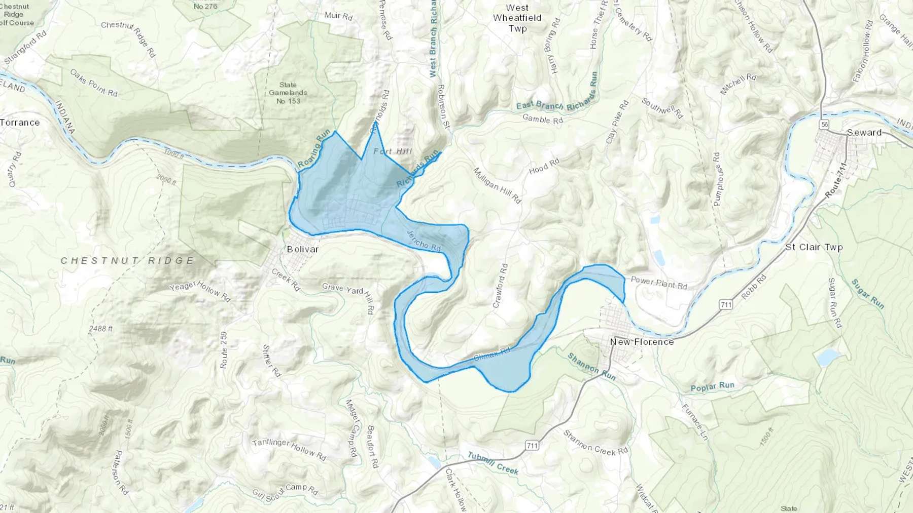 Robinson, PA Cash heating Oil delivery map Map of the COD Fuel Oil delivery service area for Robinson, PA