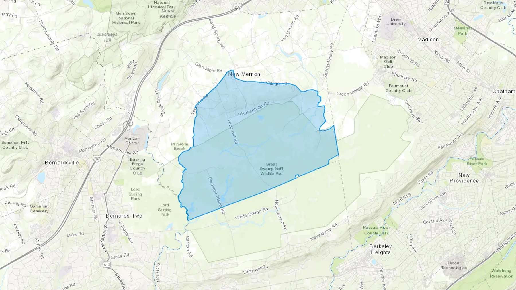 New Vernon, NJ Cash heating Oil delivery map Map of the COD Fuel Oil delivery service area for New Vernon, NJ