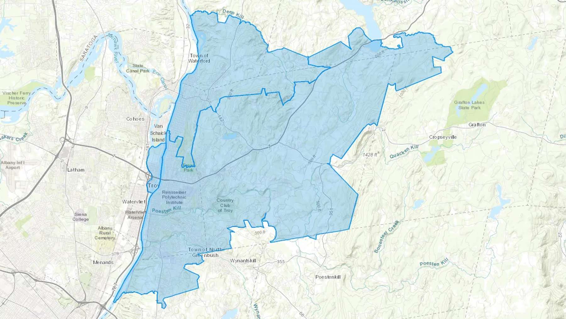 Troy, NY Cash heating Oil delivery map Map of the COD Fuel Oil delivery service area for Troy, NY