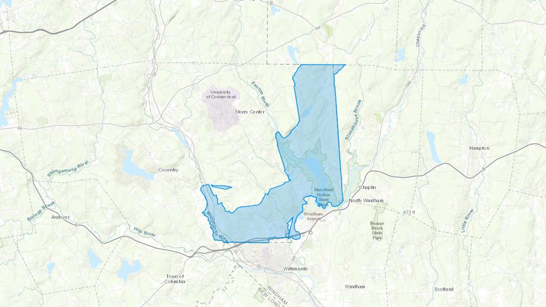 Mansfield Center, CT Cash heating Oil delivery map Map of the COD Fuel Oil delivery service area for Mansfield Center, CT