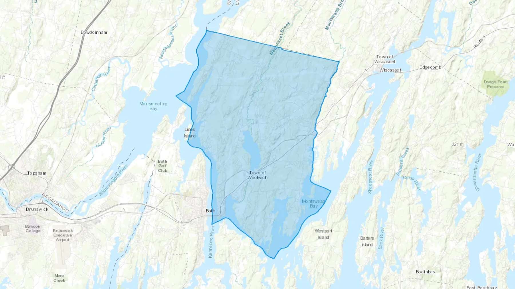 Woolwich, ME Cash heating Oil delivery map Map of the COD Fuel Oil delivery service area for Woolwich, ME