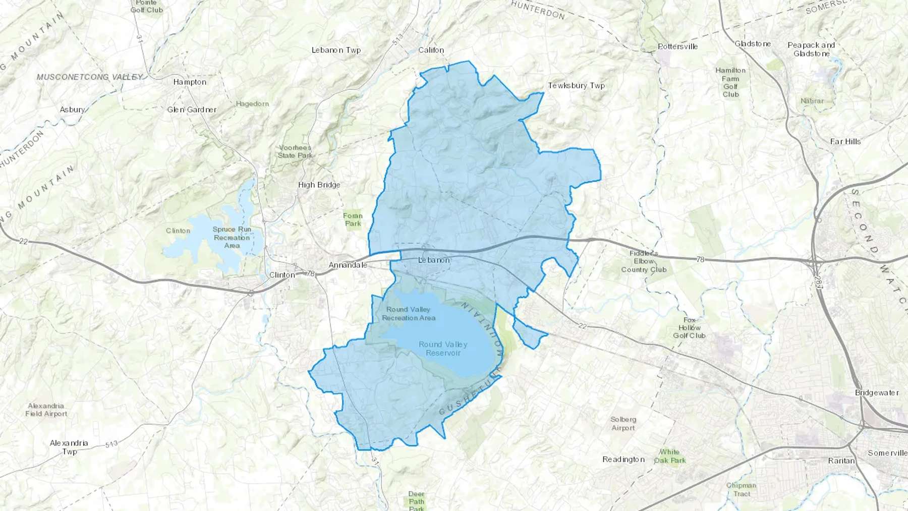 Lebanon, NJ Cash heating Oil delivery map Map of the COD Fuel Oil delivery service area for Lebanon, NJ