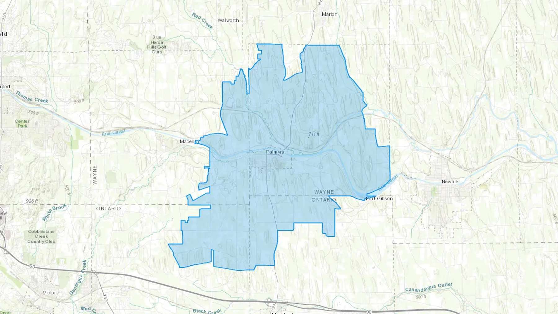 Palmyra, NY Cash heating Oil delivery map Map of the COD Fuel Oil delivery service area for Palmyra, NY