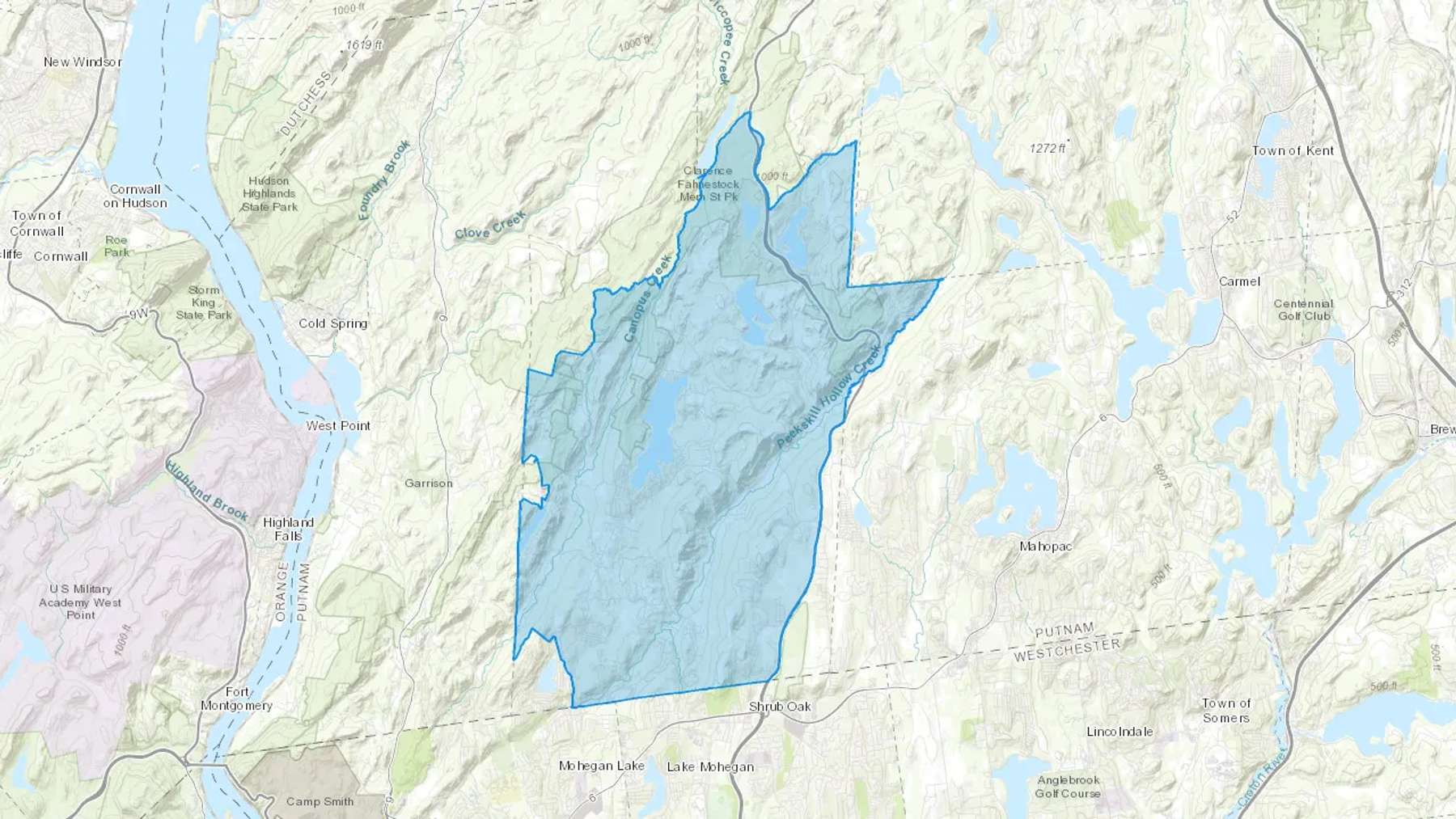 Putnam Valley, NY Cash heating Oil delivery map Map of the COD Fuel Oil delivery service area for Putnam Valley, NY