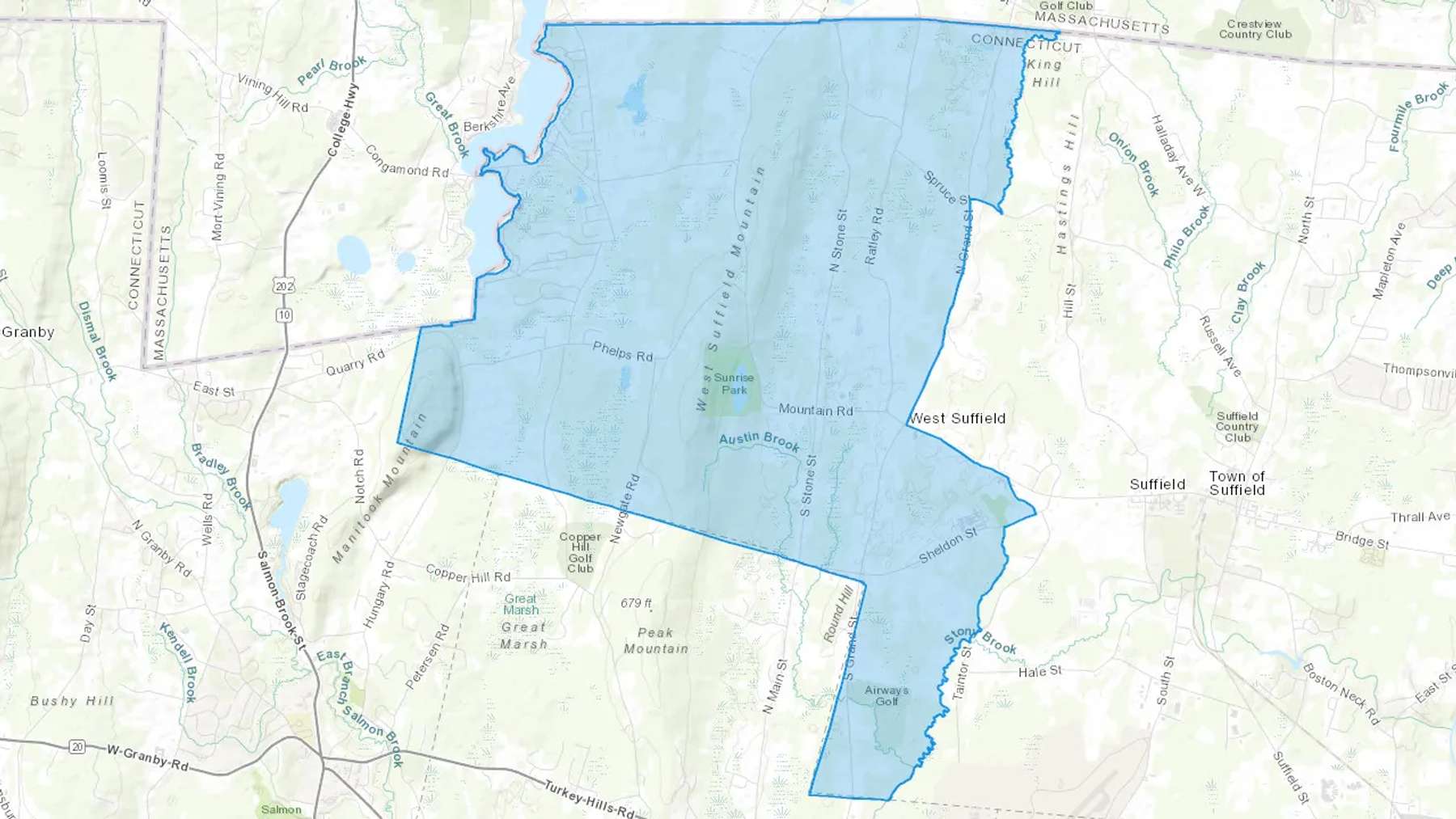 West Suffield, CT Cash heating Oil delivery map Map of the COD Fuel Oil delivery service area for West Suffield, CT