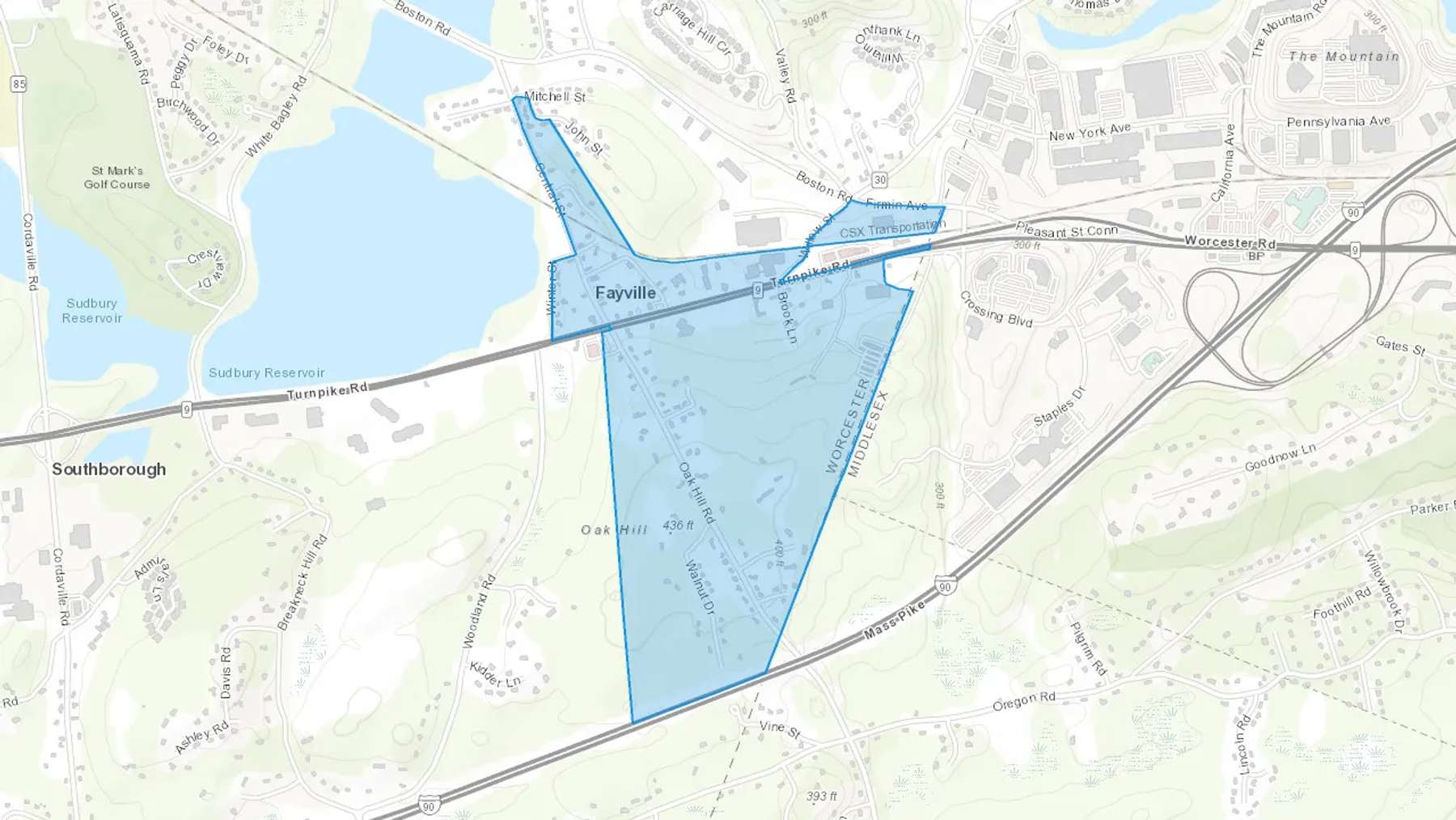Fayville, MA Cash heating Oil delivery map Map of the COD Fuel Oil delivery service area for Fayville, MA
