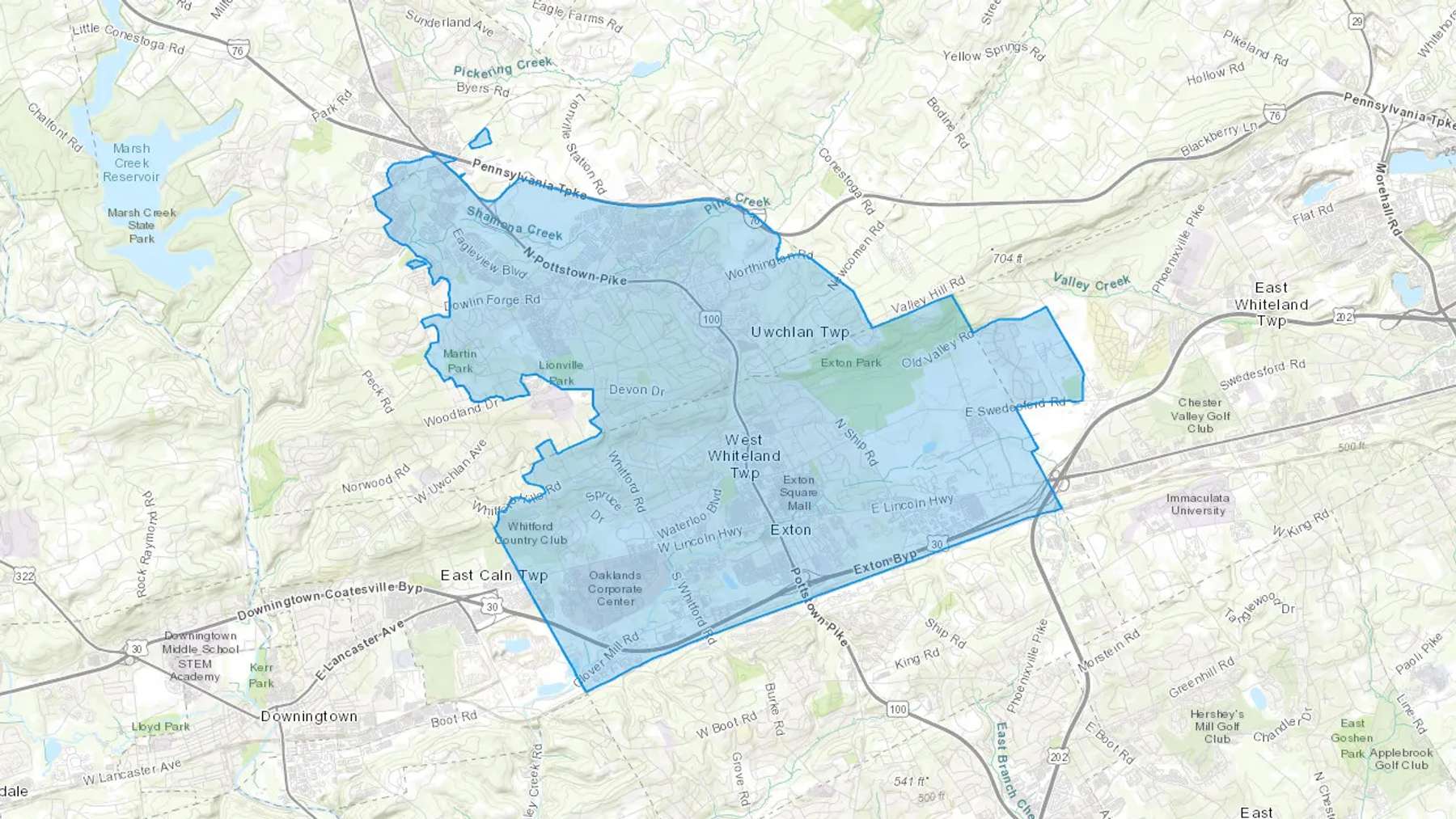 Lionville, PA Cash heating Oil delivery map Map of the COD Fuel Oil delivery service area for Lionville, PA