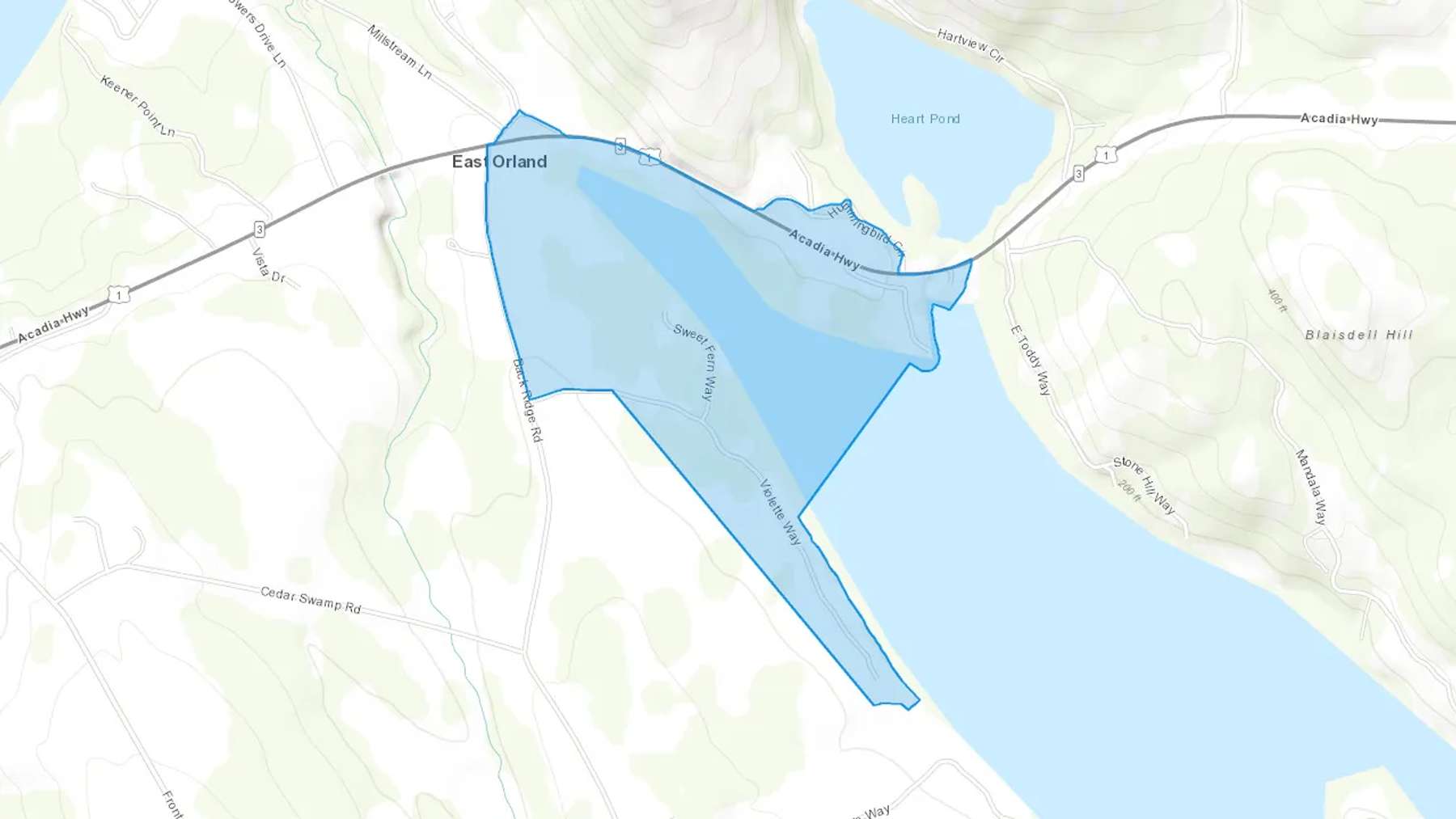 East Orland, ME Cash heating Oil delivery map Map of the COD Fuel Oil delivery service area for East Orland, ME