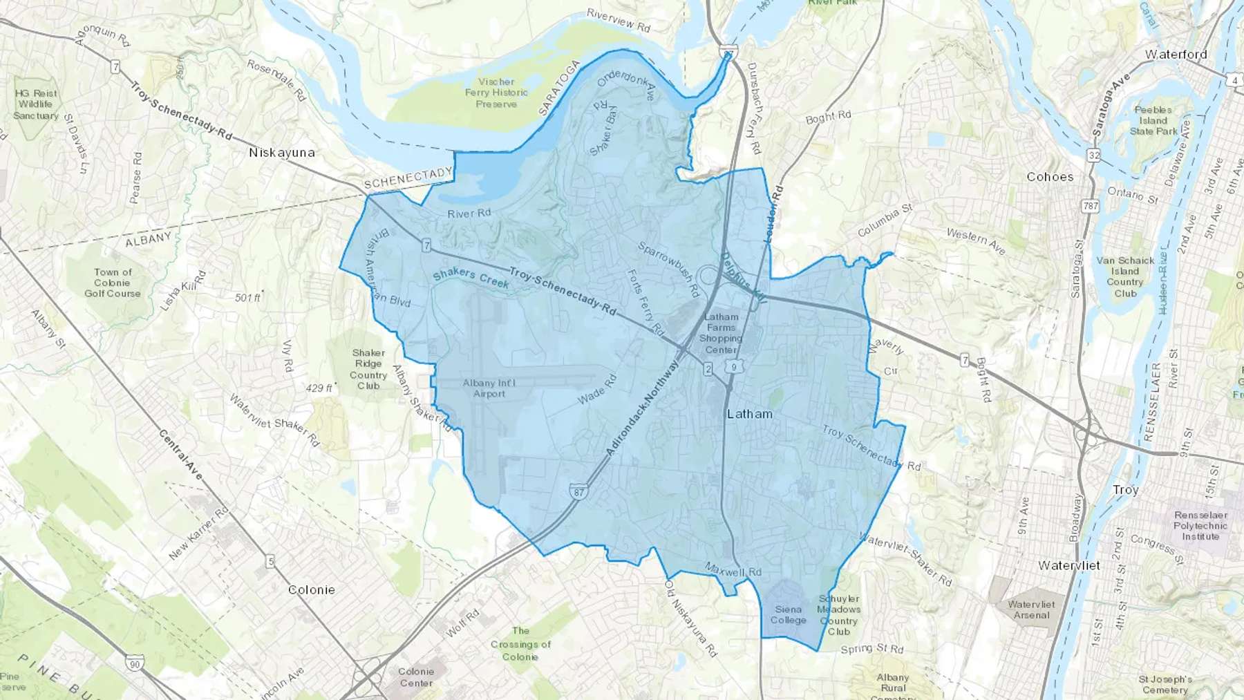 Newtonville, NY Cash heating Oil delivery map Map of the COD Fuel Oil delivery service area for Newtonville, NY