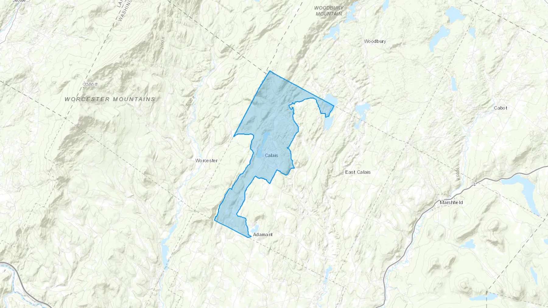 Calais, VT Cash heating Oil delivery map Map of the COD Fuel Oil delivery service area for Calais, VT