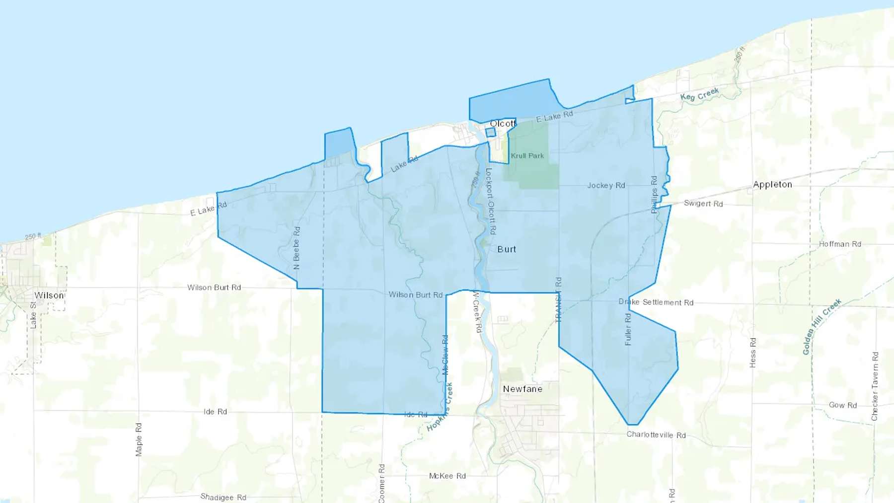 Burt, NY Cash heating Oil delivery map Map of the COD Fuel Oil delivery service area for Burt, NY
