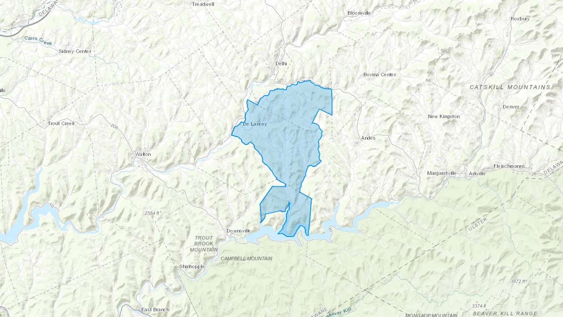 Delancey, NY Cash heating Oil delivery map Map of the COD Fuel Oil delivery service area for Delancey, NY