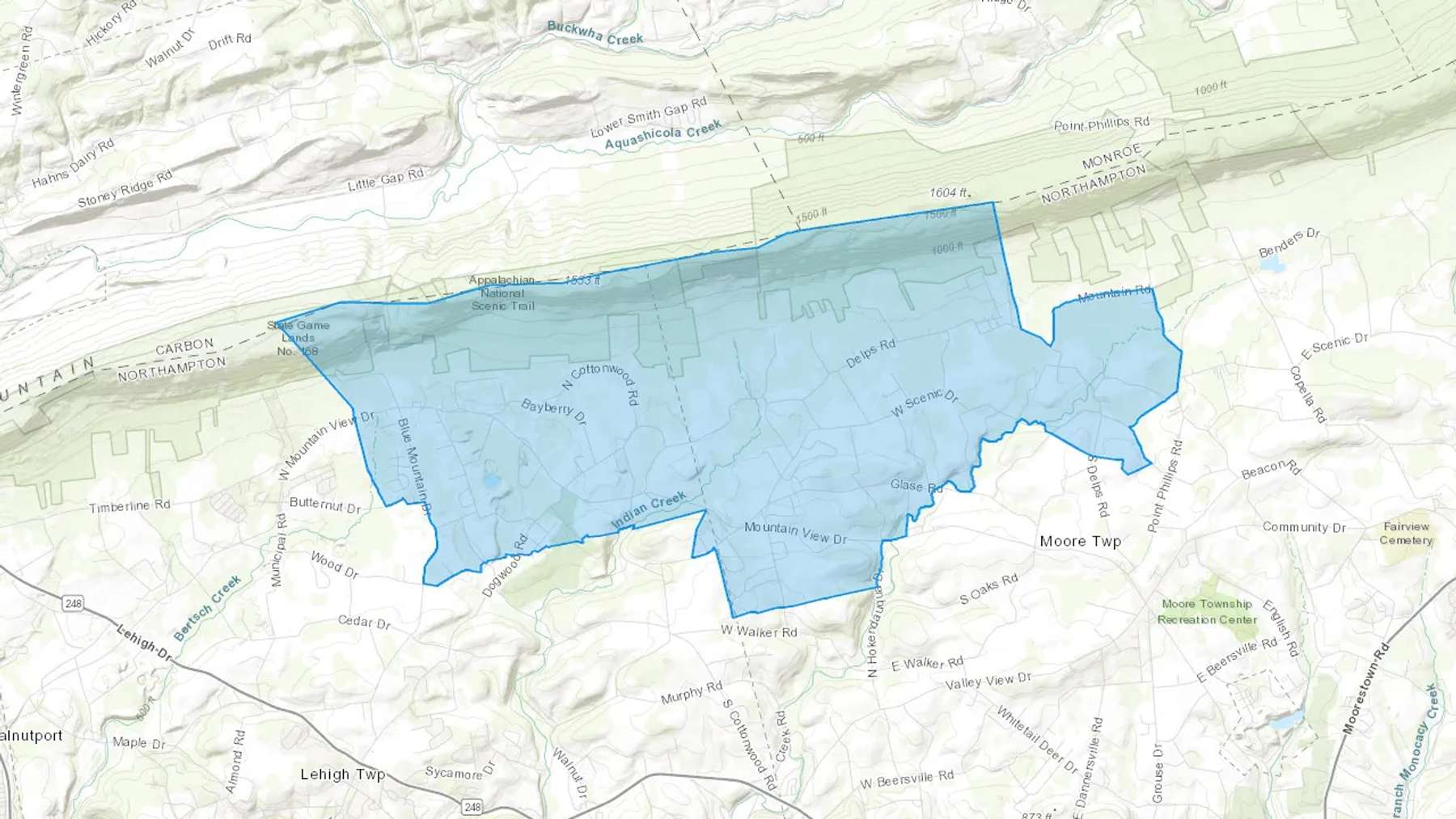 Danielsville, PA Cash heating Oil delivery map Map of the COD Fuel Oil delivery service area for Danielsville, PA