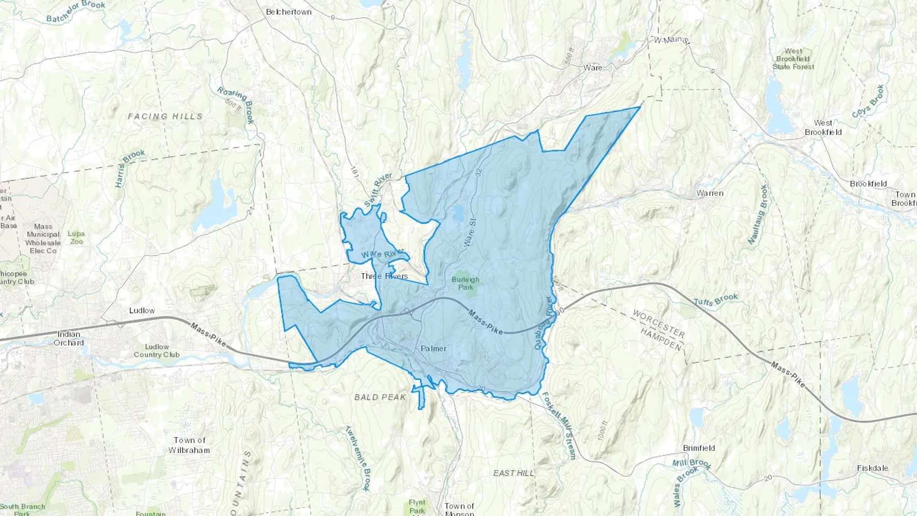 Palmer, MA Cash heating Oil delivery map Map of the COD Fuel Oil delivery service area for Palmer, MA