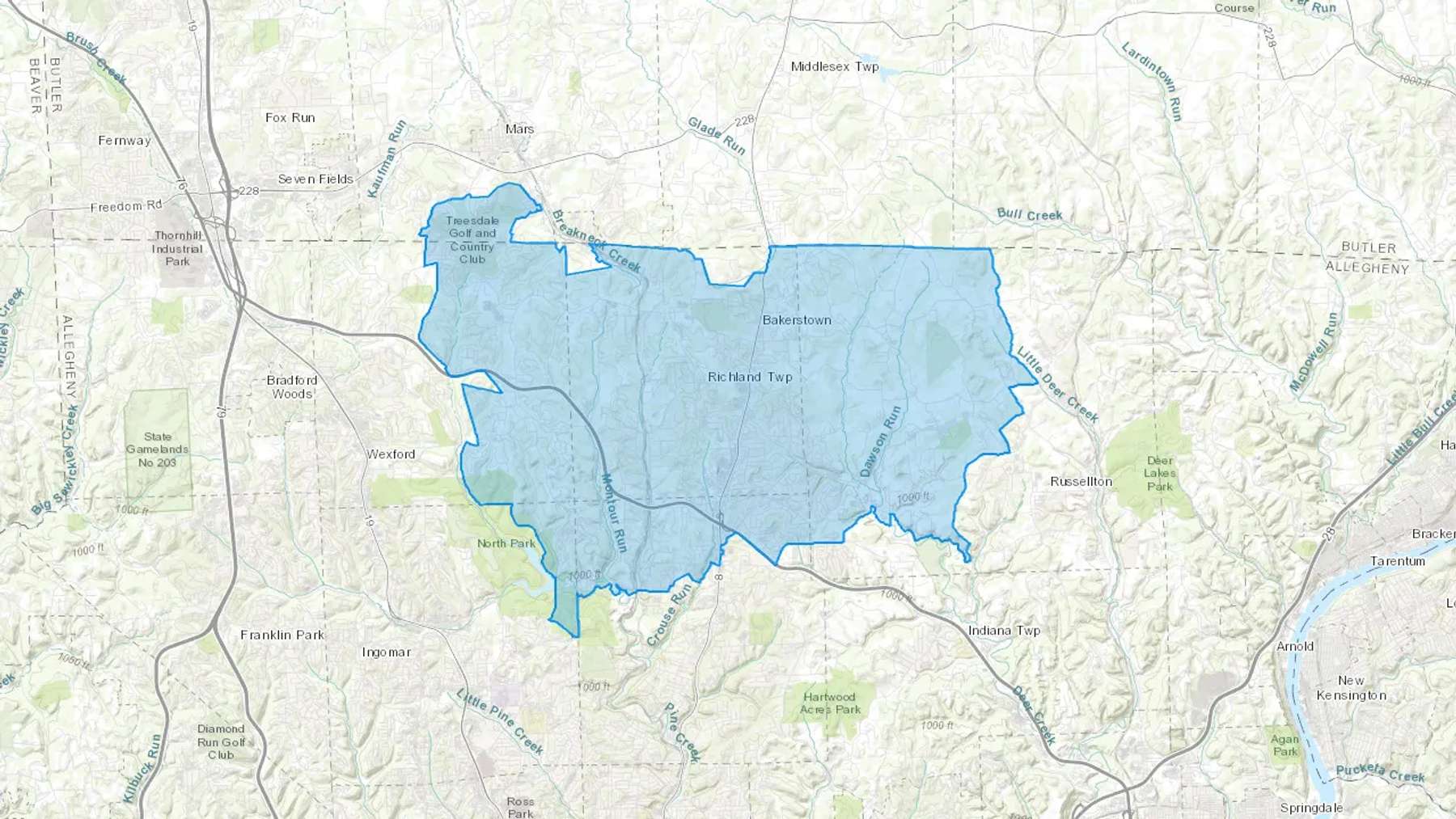 Gibsonia, PA Cash heating Oil delivery map Map of the COD Fuel Oil delivery service area for Gibsonia, PA