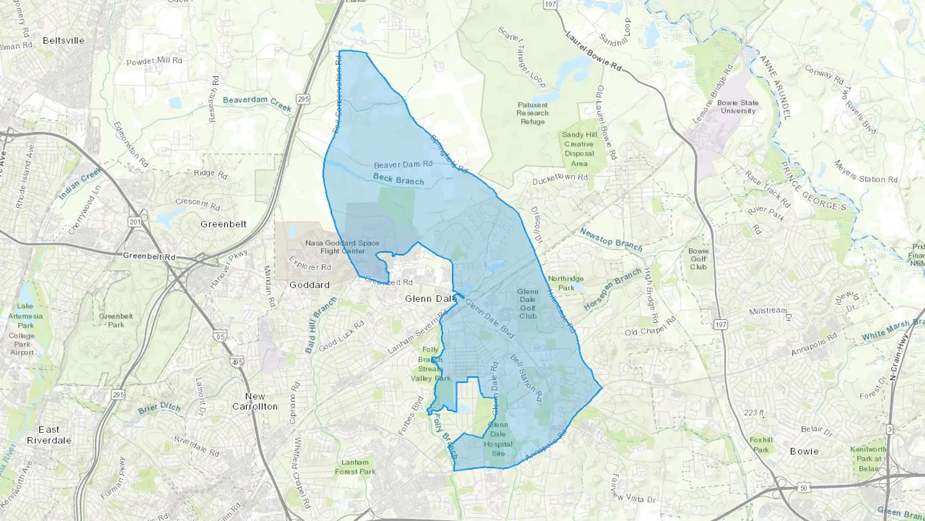 Glenn Dale, MD Cash heating Oil delivery map Map of the COD Fuel Oil delivery service area for Glenn Dale, MD