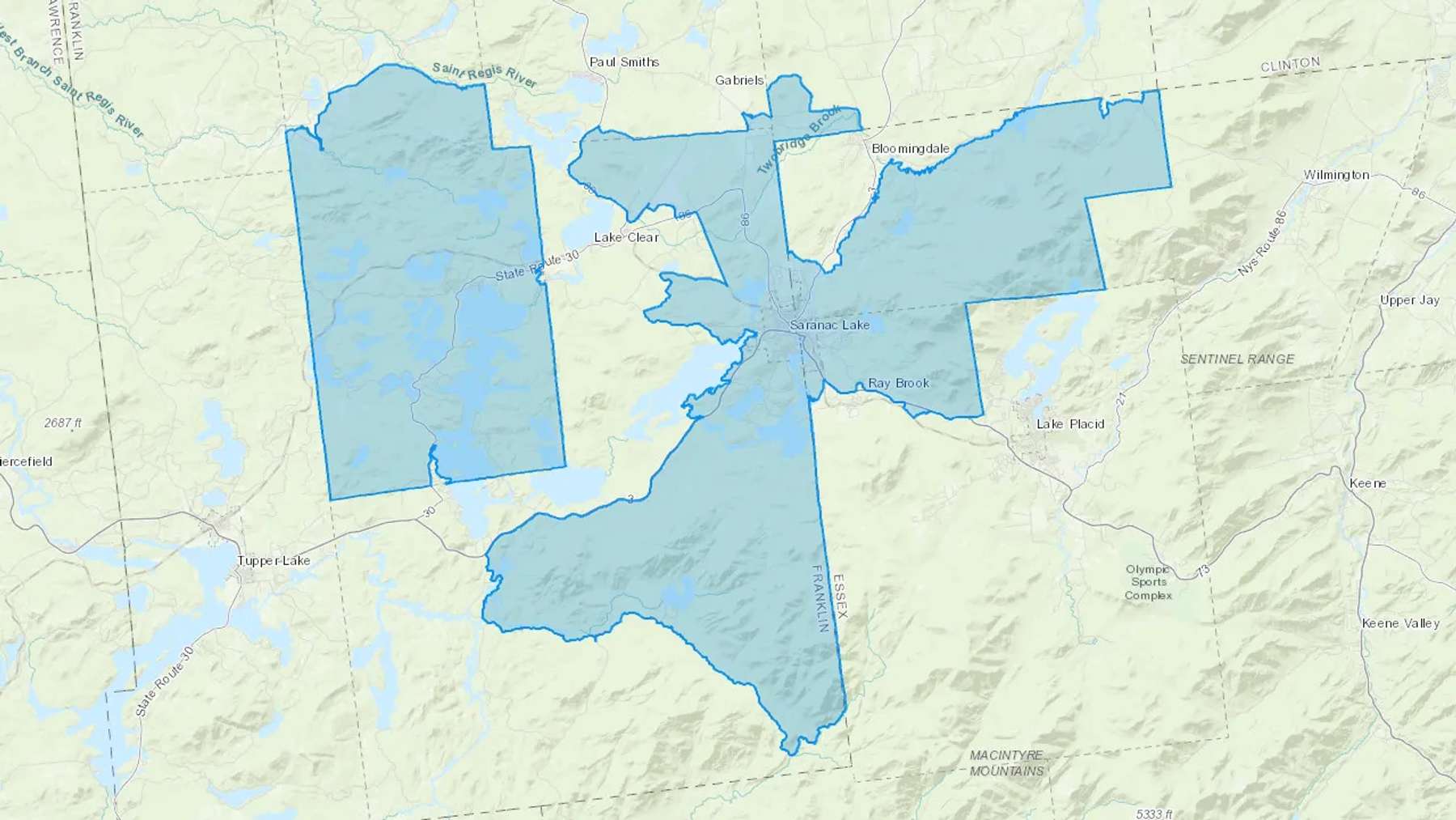 Saranac Lake, NY Cash heating Oil delivery map Map of the COD Fuel Oil delivery service area for Saranac Lake, NY