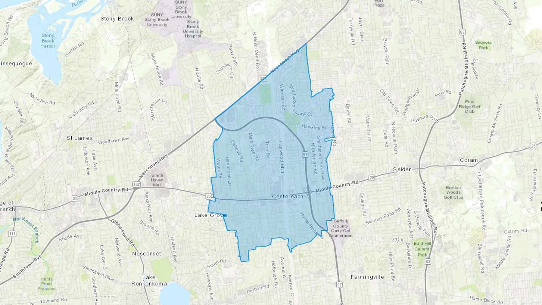 Centereach, NY Cash heating Oil delivery map Map of the COD Fuel Oil delivery service area for Centereach, NY