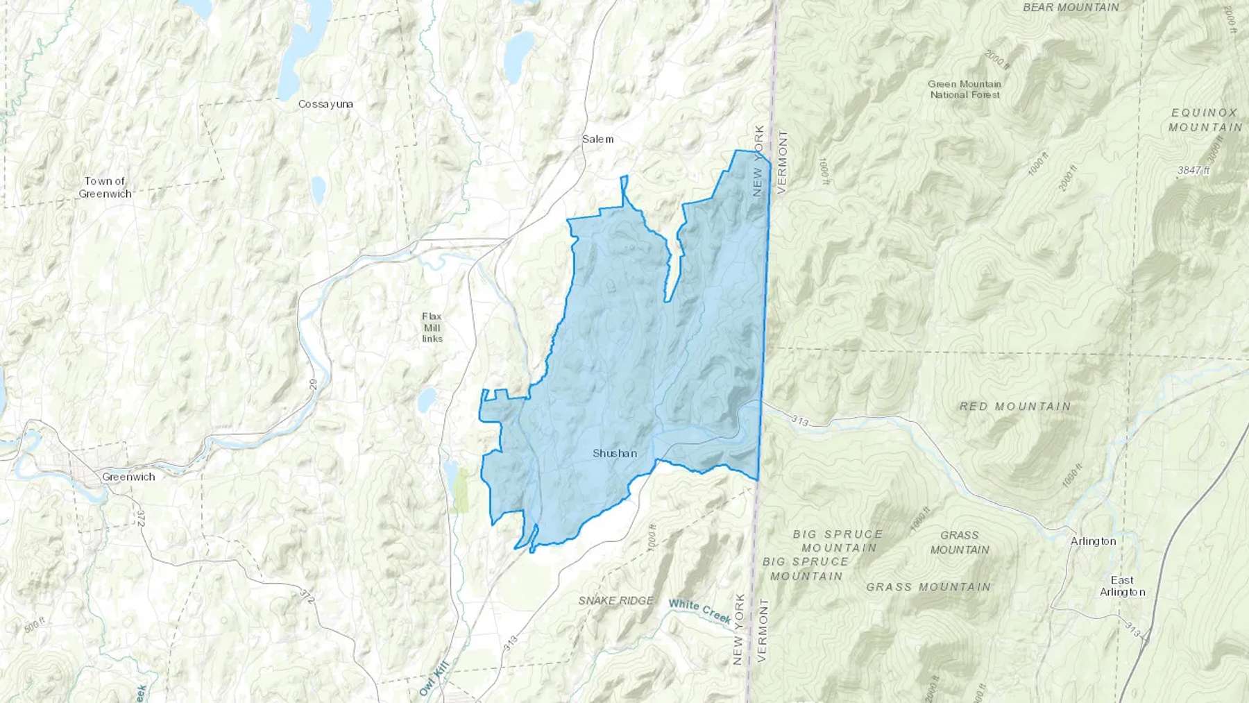 Shushan, NY Cash heating Oil delivery map Map of the COD Fuel Oil delivery service area for Shushan, NY