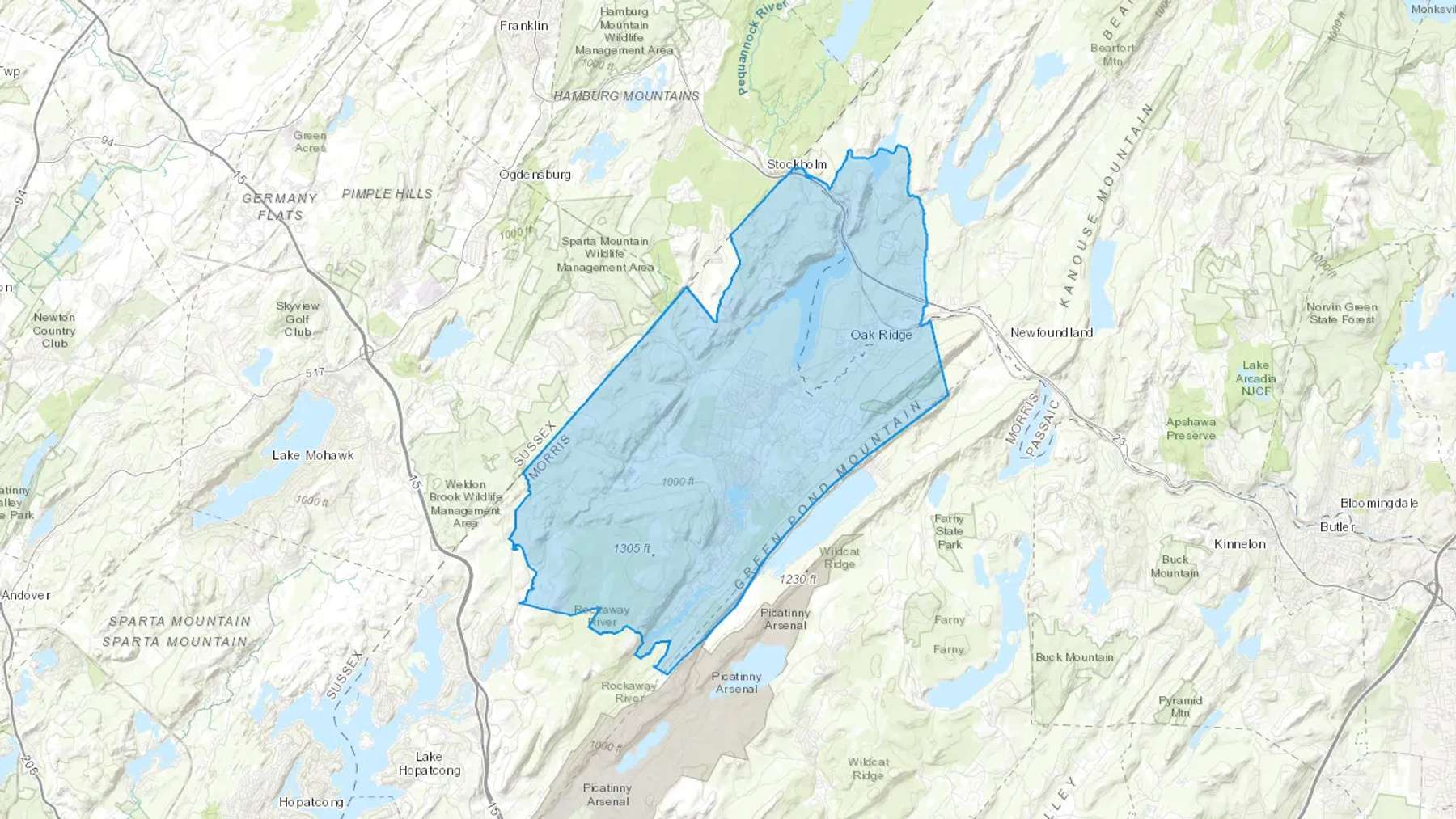 Oak Ridge, NJ Cash heating Oil delivery map Map of the COD Fuel Oil delivery service area for Oak Ridge, NJ
