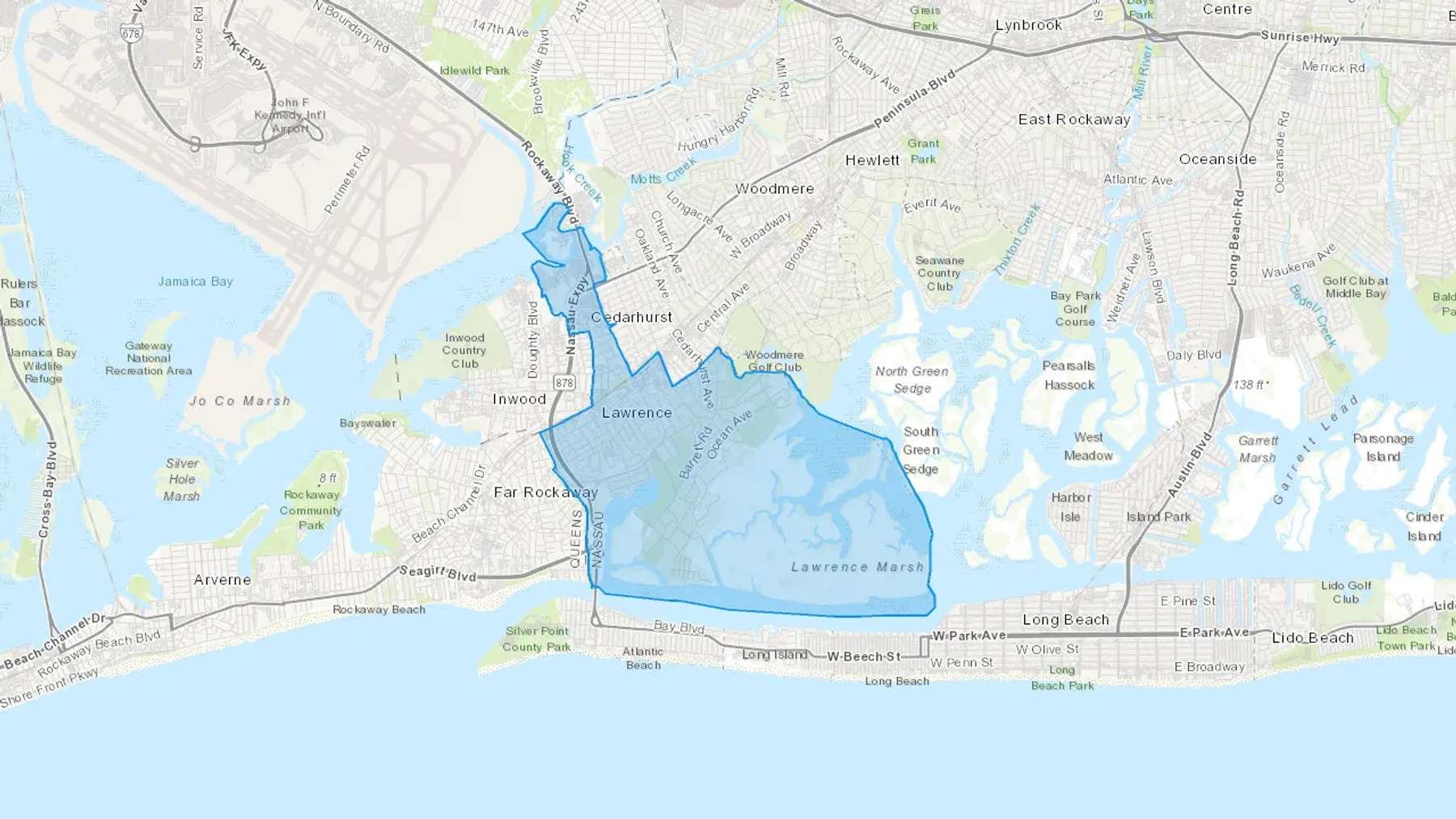 Lawrence, NY Cash heating Oil delivery map Map of the COD Fuel Oil delivery service area for Lawrence, NY