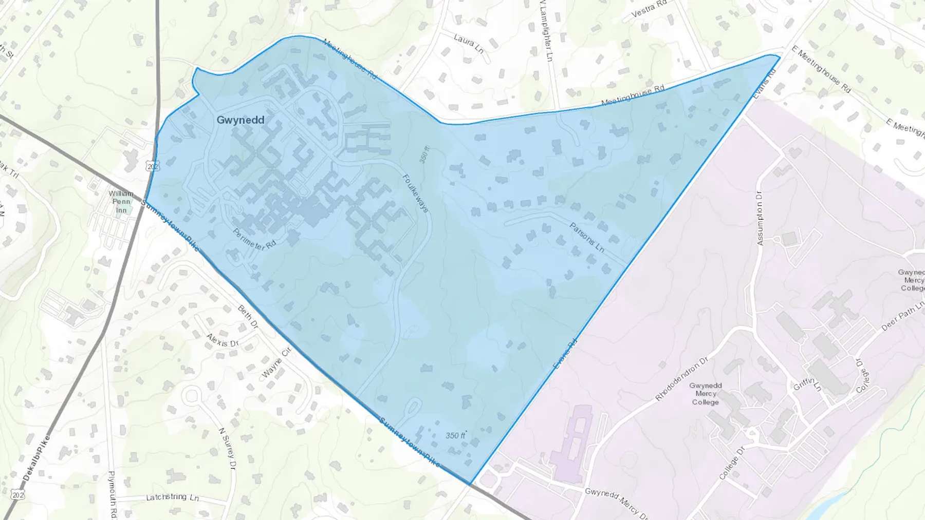 Gwynedd, PA Cash heating Oil delivery map Map of the COD Fuel Oil delivery service area for Gwynedd, PA