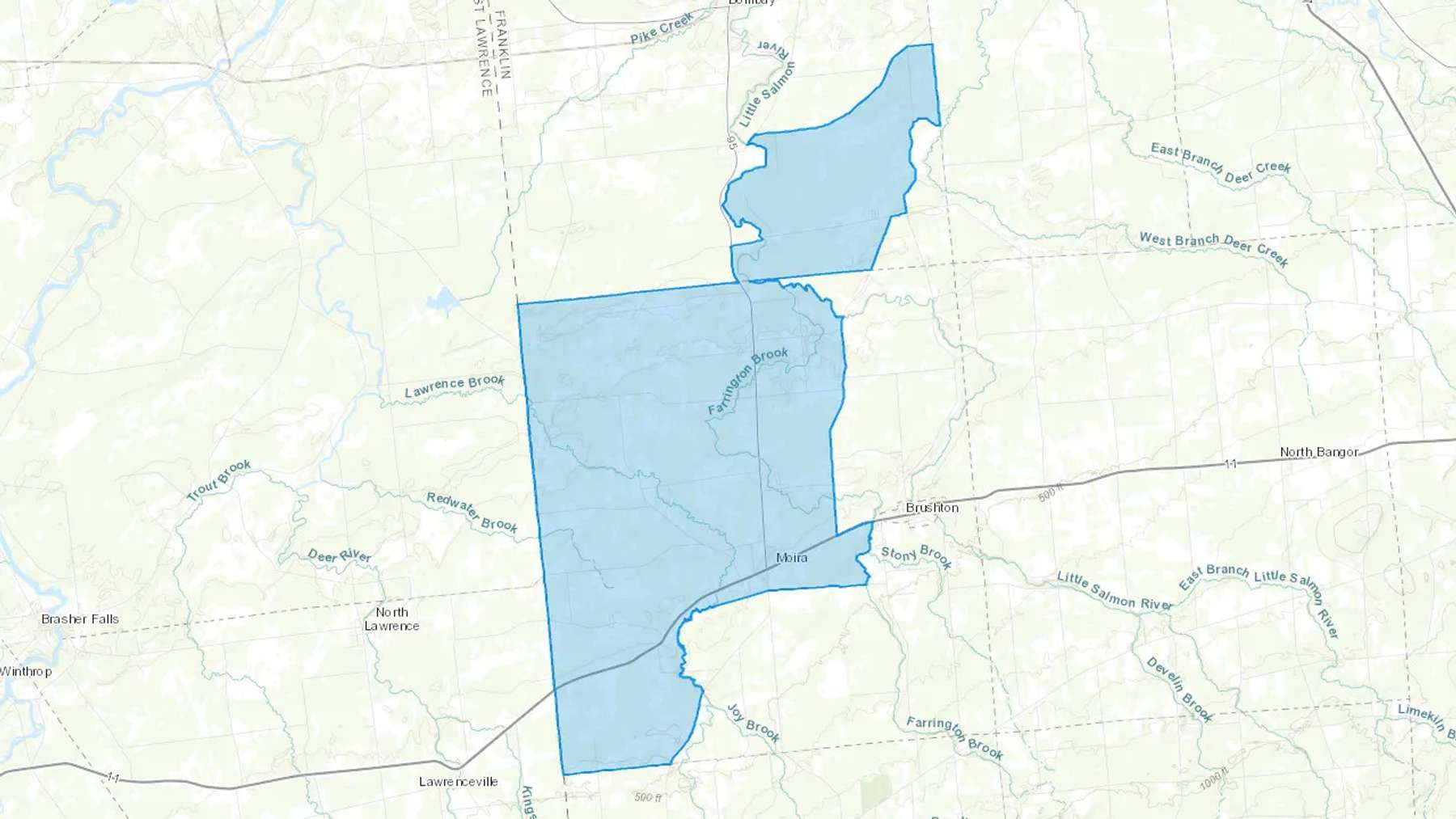 Moira, NY Cash heating Oil delivery map Map of the COD Fuel Oil delivery service area for Moira, NY
