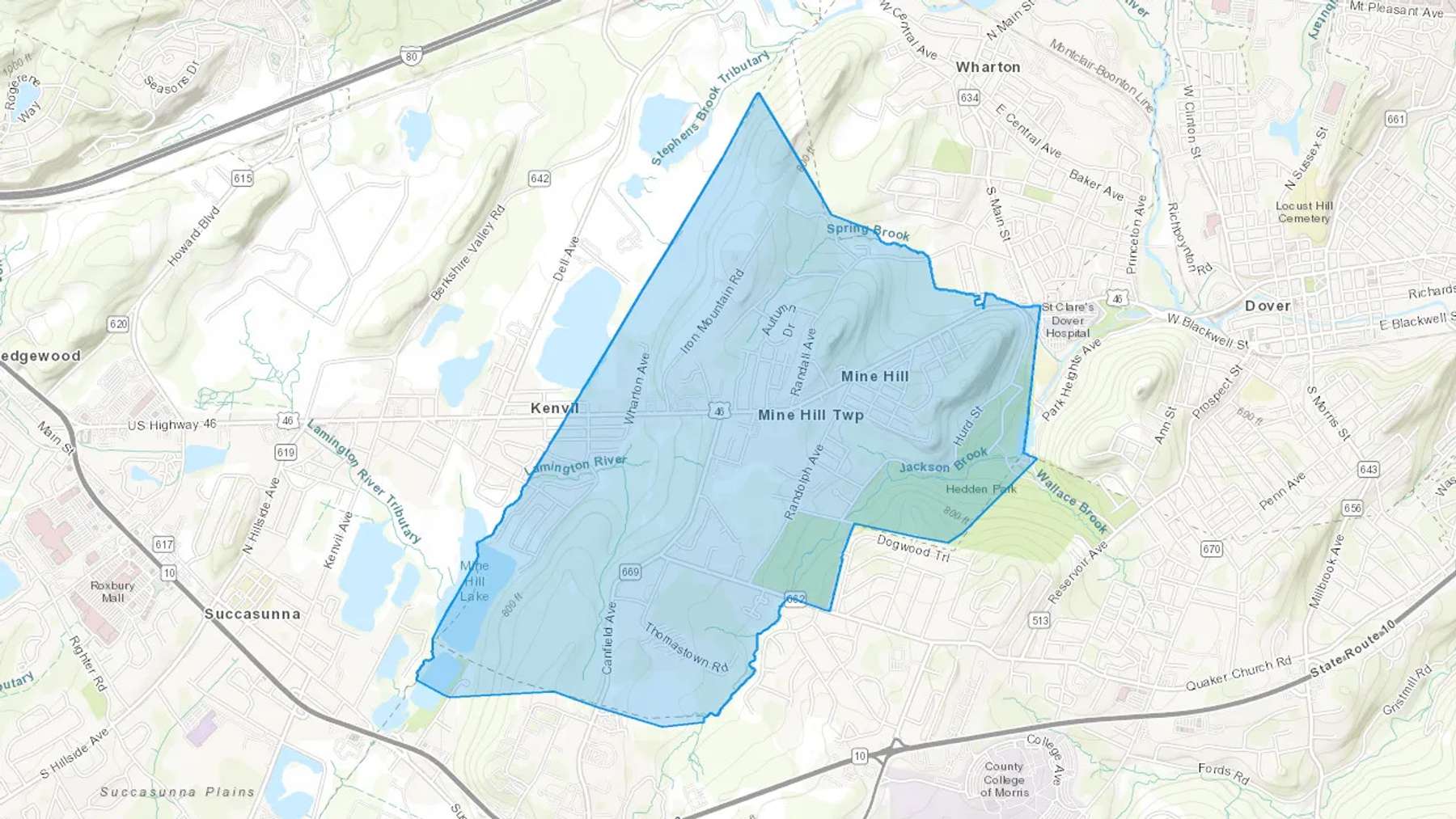 Mine Hill, NJ Cash heating Oil delivery map Map of the COD Fuel Oil delivery service area for Mine Hill, NJ