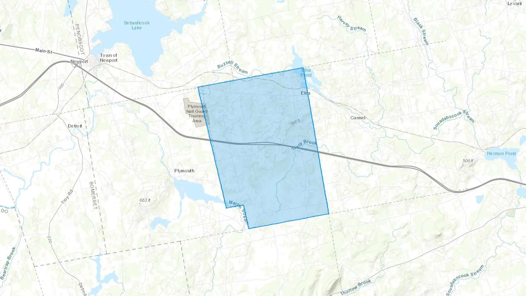 Etna, ME Cash heating Oil delivery map Map of the COD Fuel Oil delivery service area for Etna, ME