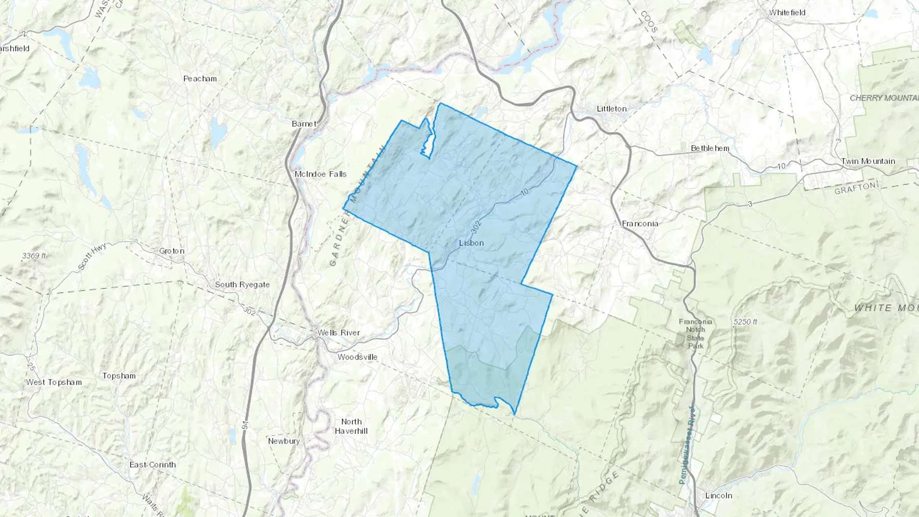 Lisbon, NH Cash heating Oil delivery map Map of the COD Fuel Oil delivery service area for Lisbon, NH